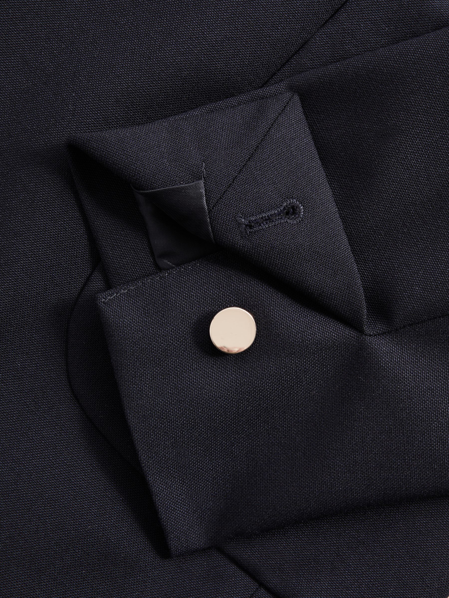 Slim Fit Wool Double Breasted Blazer in Dark Navy