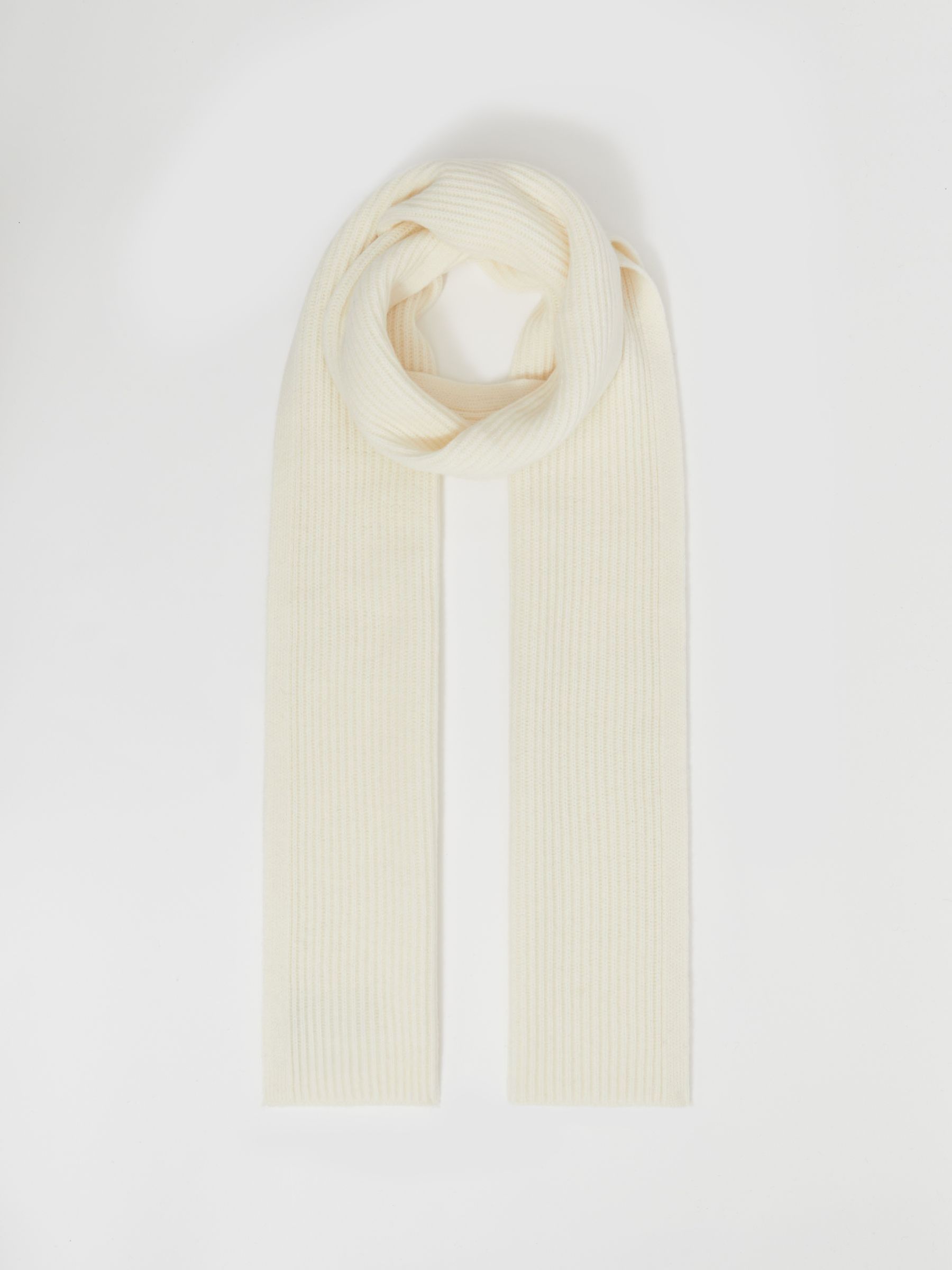 Ribbed Merino Scarf in Off White
