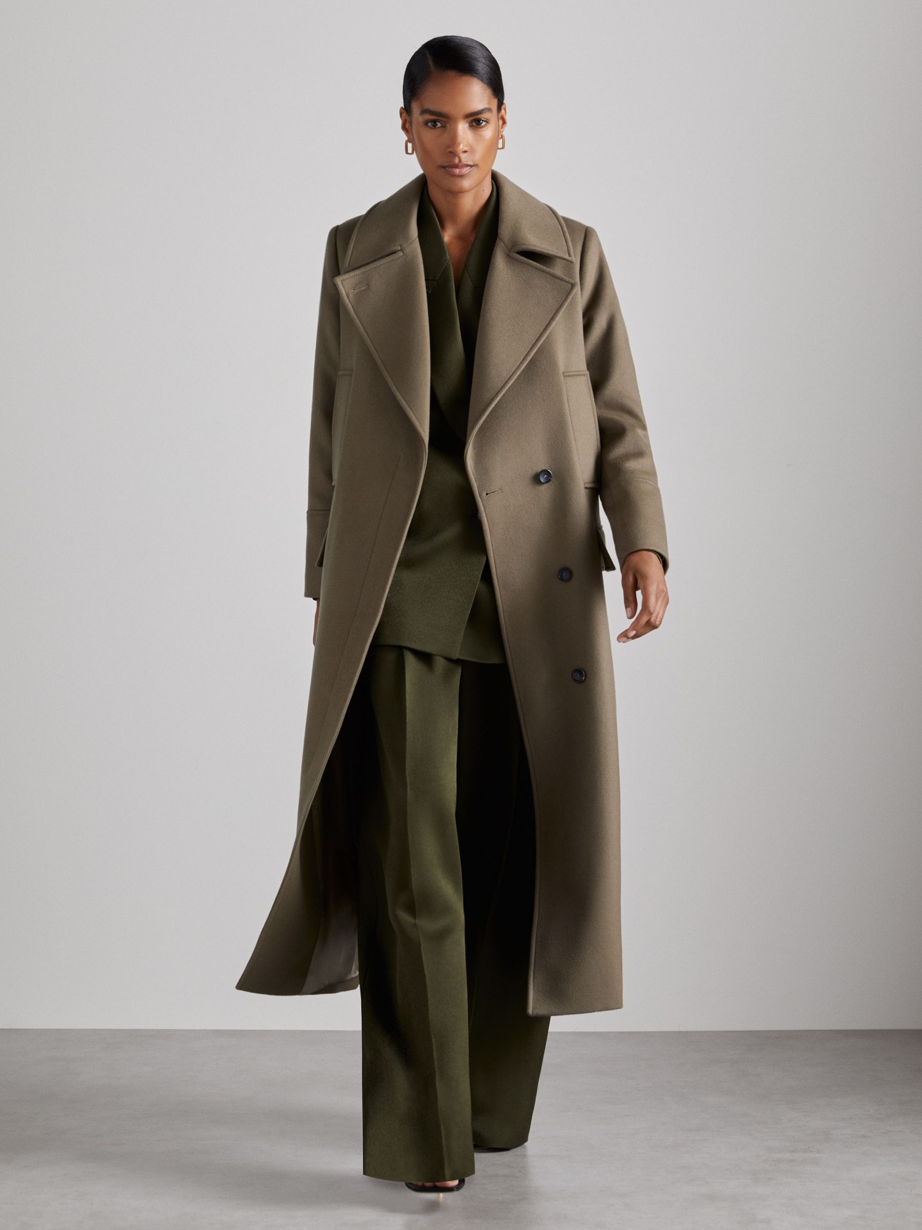 Atelier Double-Breasted Crepe Suit Jacket in Green