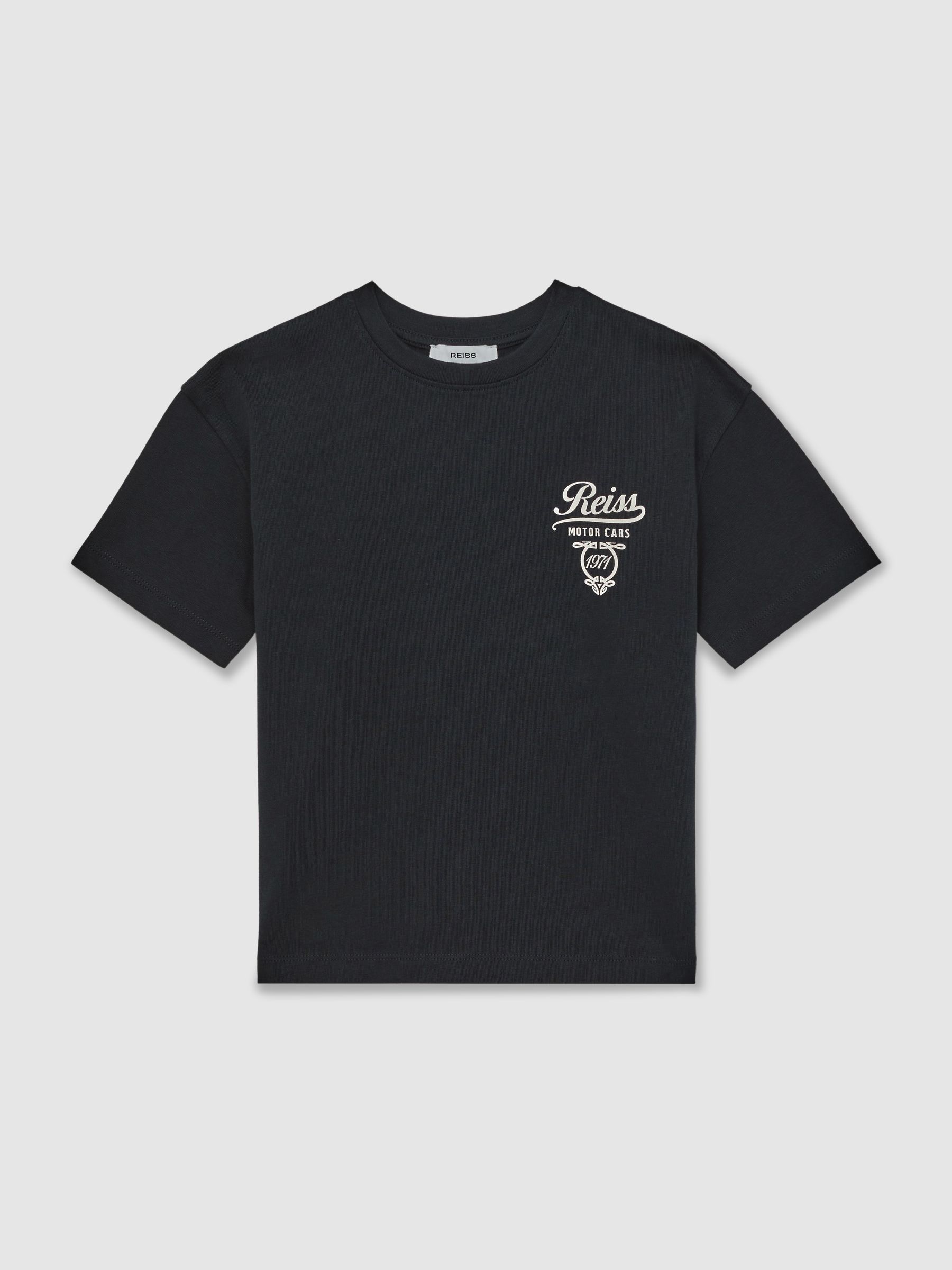 9-13 yrs Cotton Motor Cars-Print T-Shirt in Washed Blue/White