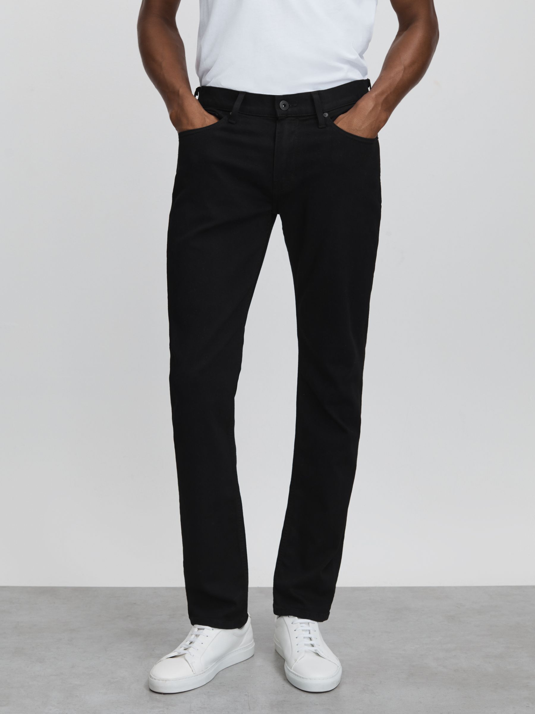 Paige Slim Fit Stretch Jeans in Black Shadow