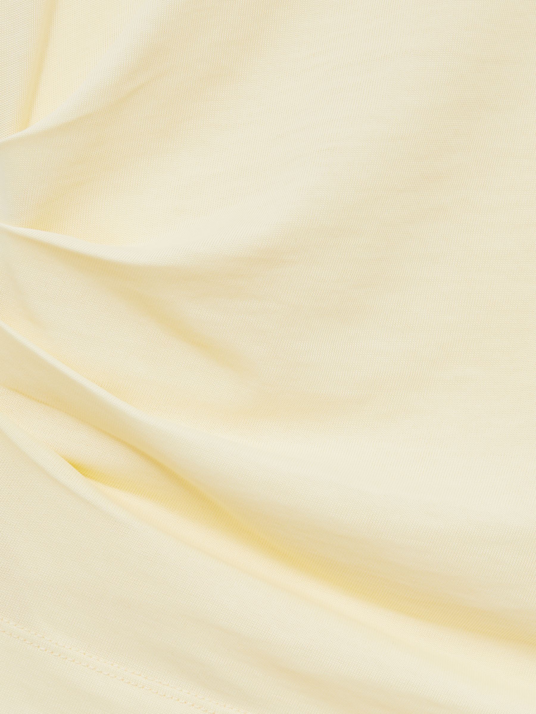 Shoulder-Pad Ruched Jersey Top in Buttermilk