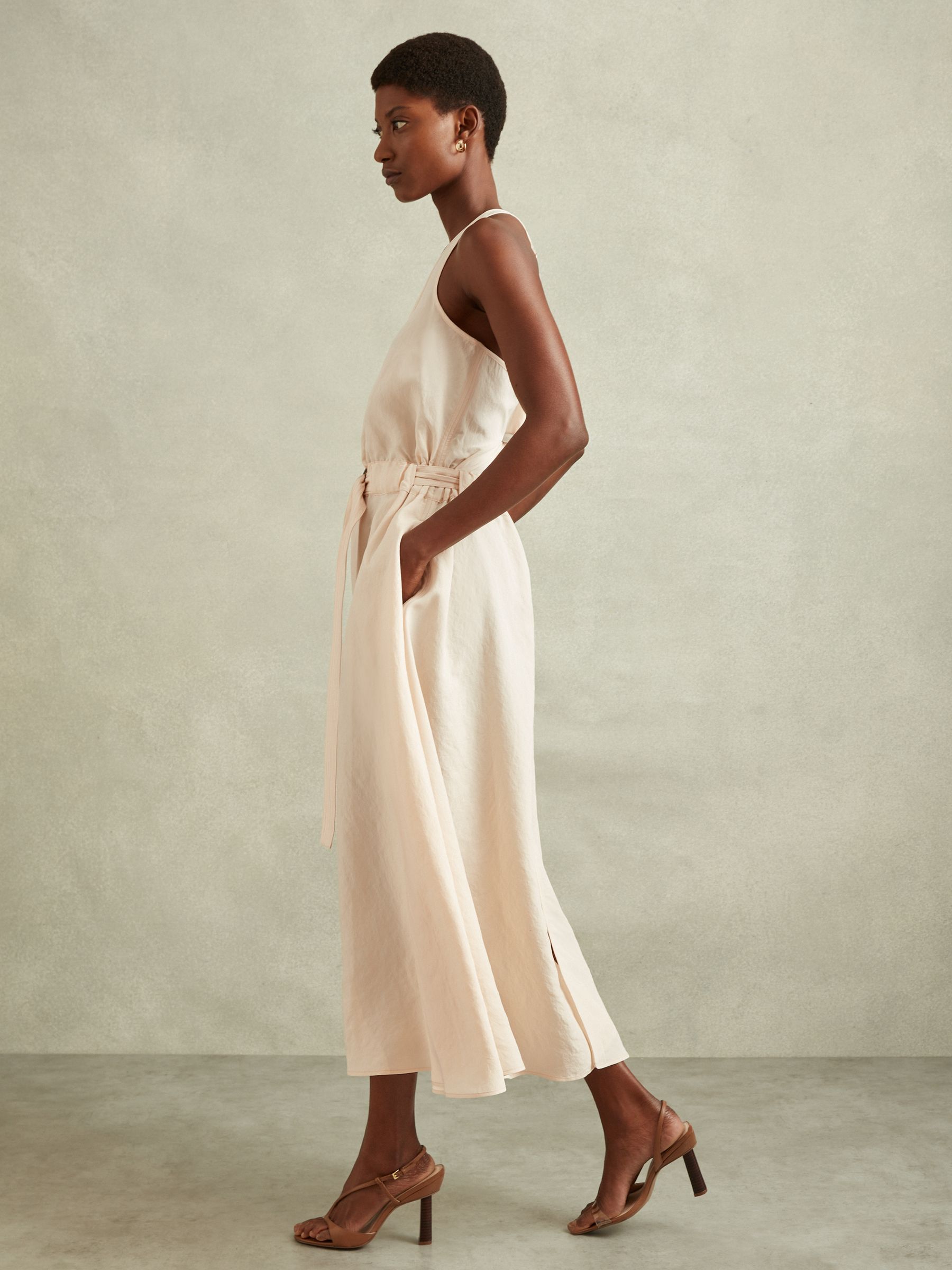 Modal Blend Parachute Midi Dress in Cream