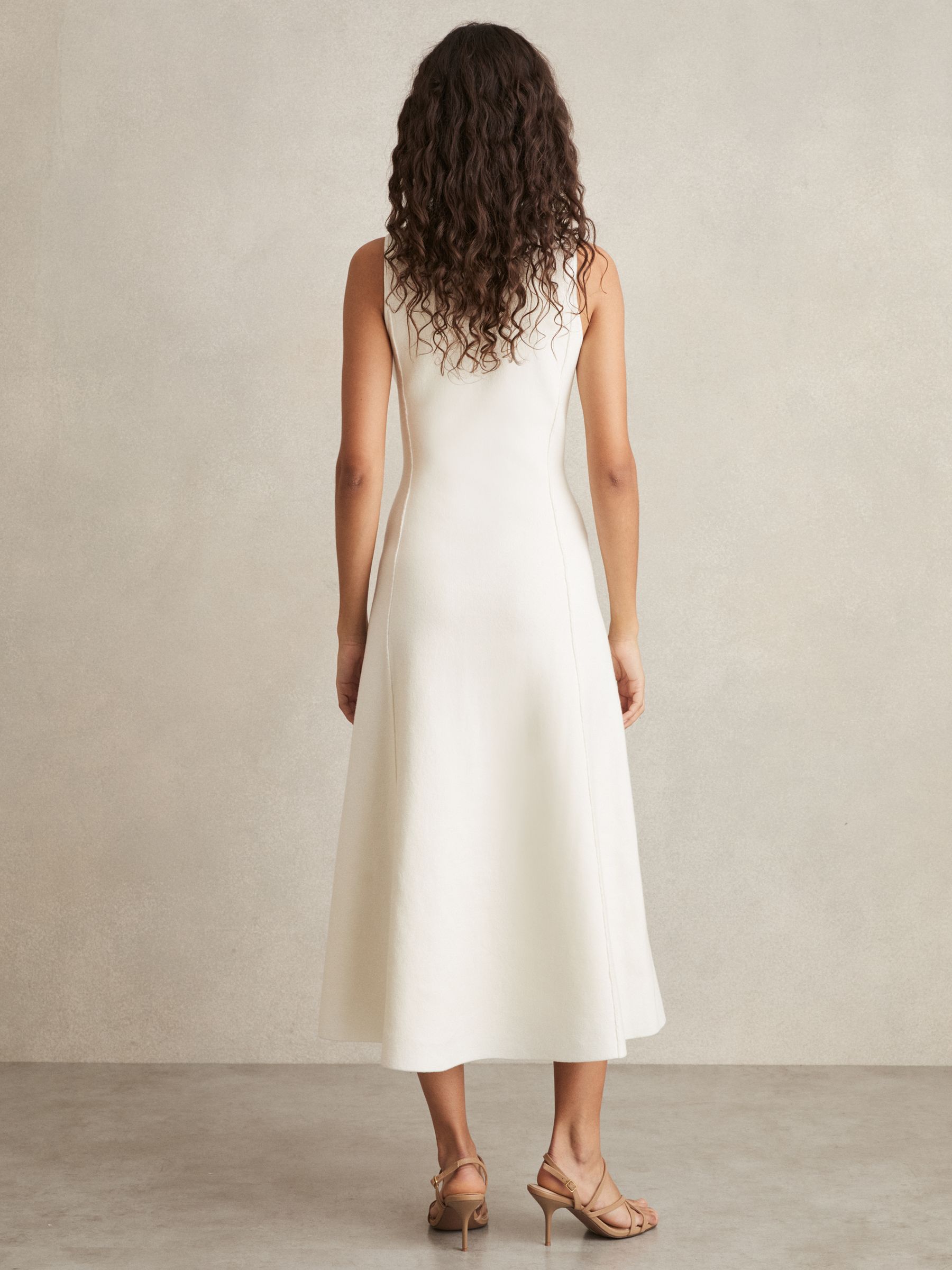 Seam Detail Knitted Midi Dress in Ivory