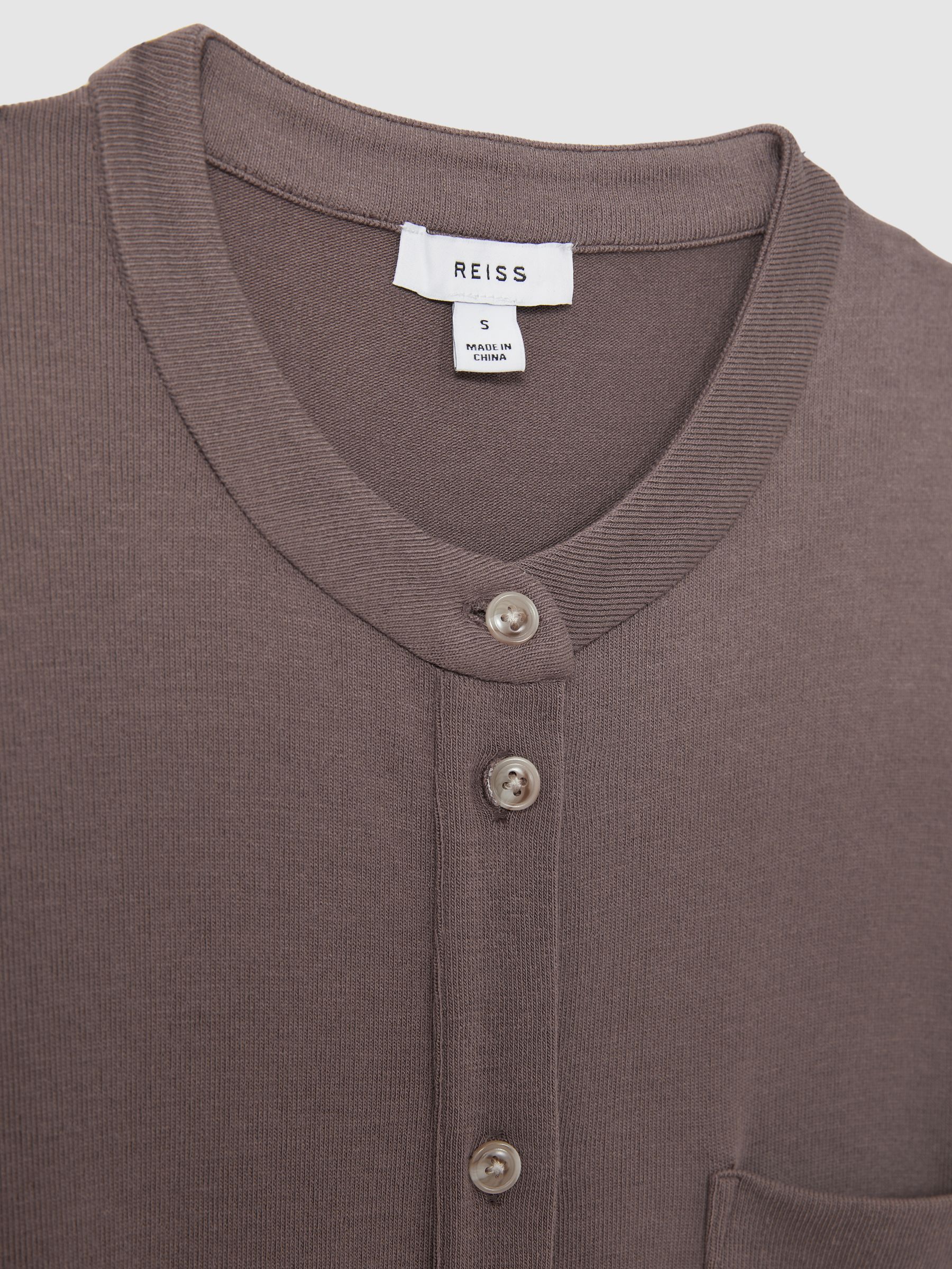 Thermal Jersey Grandad-Collar Shirt in Dark Mink