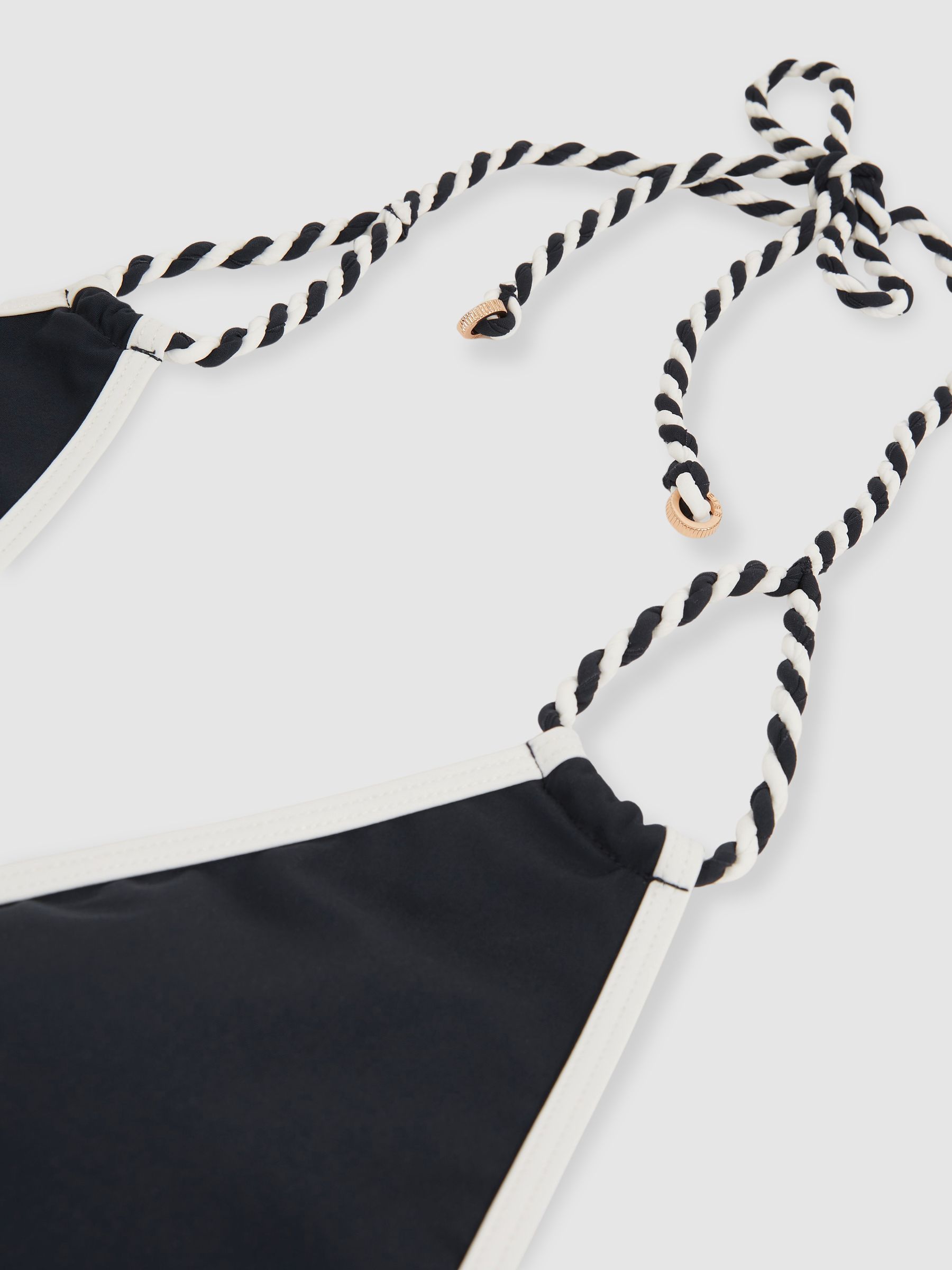 Triangle Twist-Strap Bikini Top in Navy/White