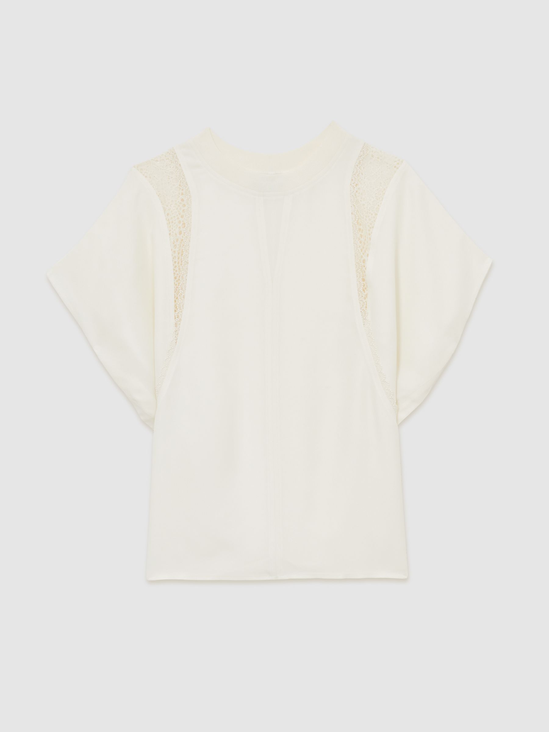 Lace-Insert T-Shirt in Cream