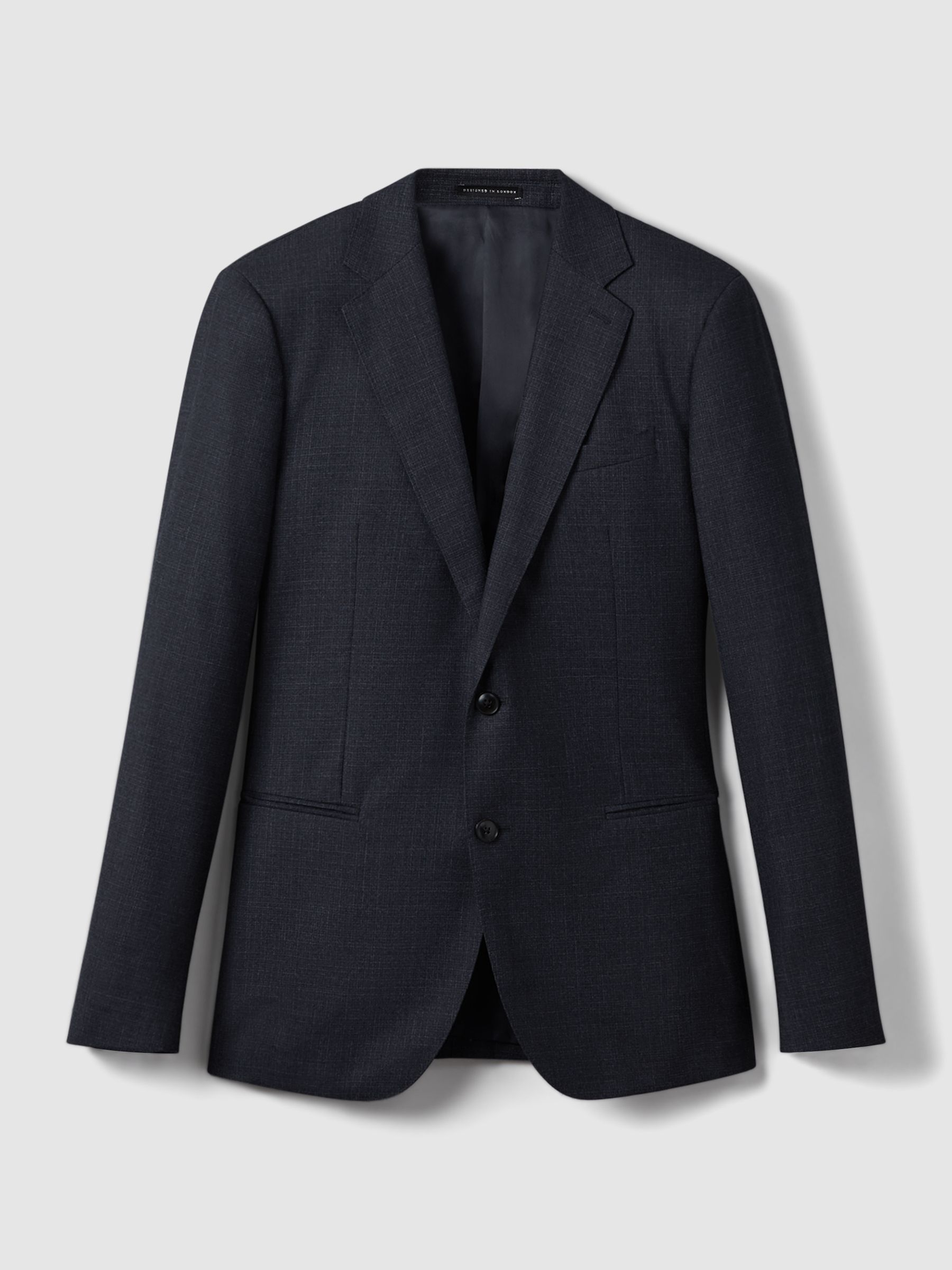 Single Breasted Wool Suit Slim Fit Blazer in Navy