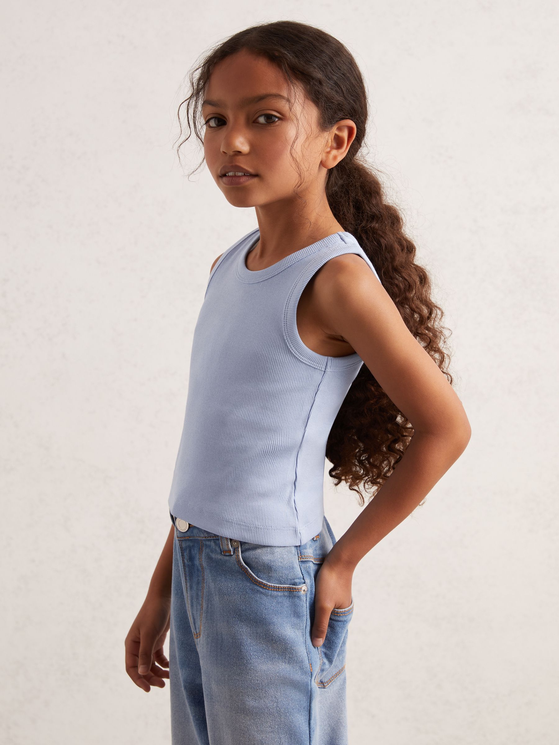 3-9 yrs Stretch-Cotton Ribbed Vest in Blue