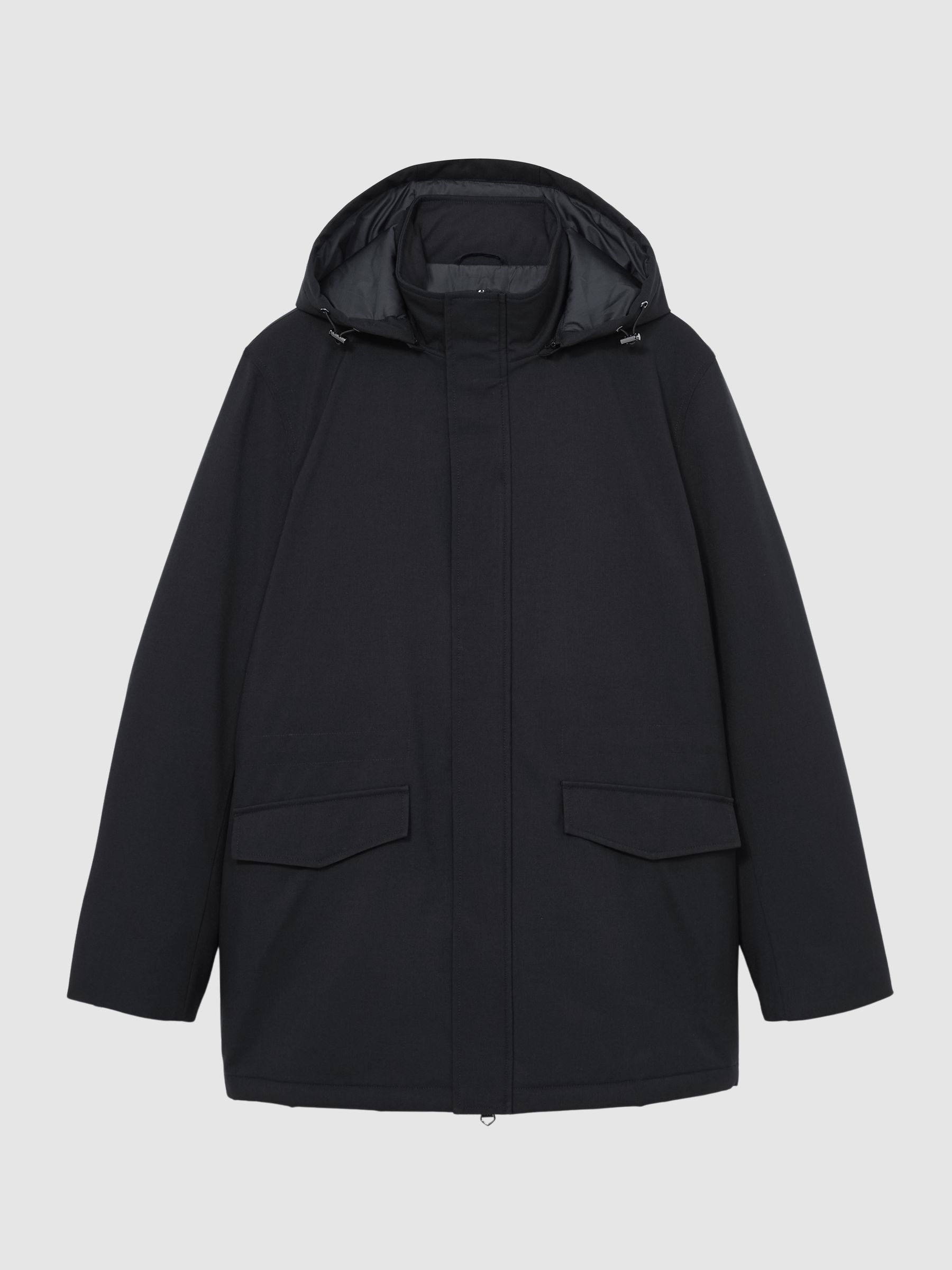 Hooded Zip-Through Padded Jacket in Navy