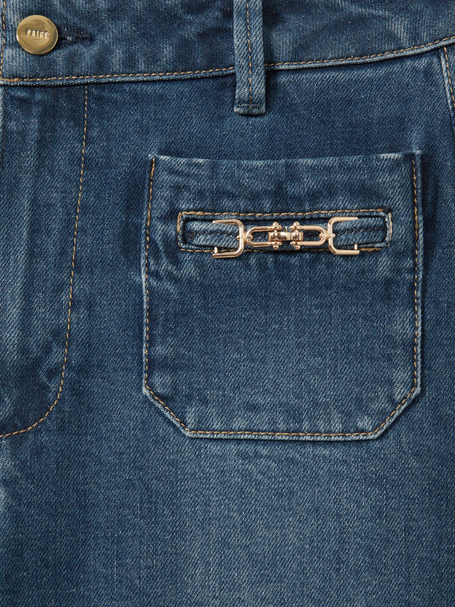 Paige Savon Blue Wide Leg Patch Pocket Jeans in Savon Blue