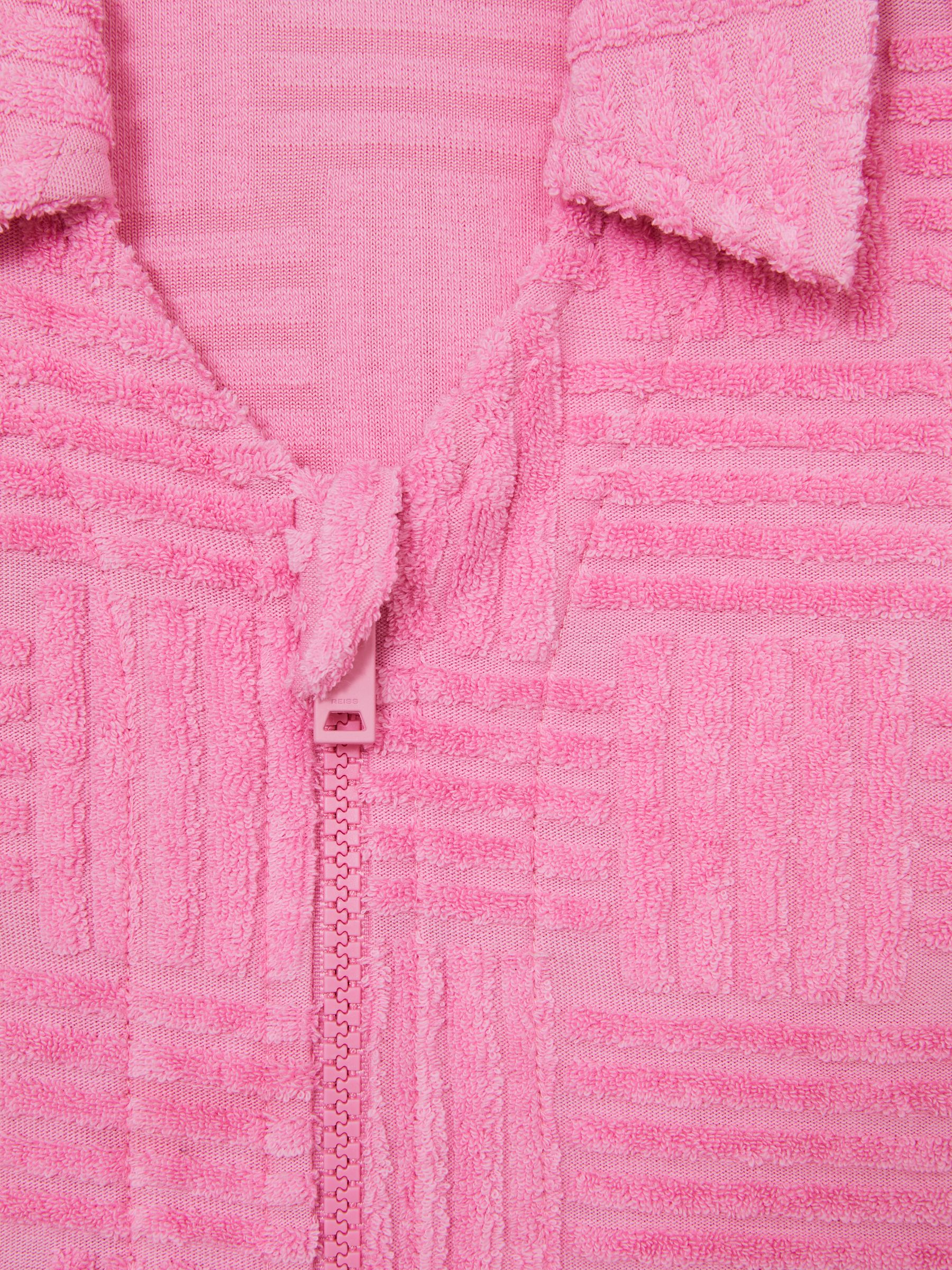 4-9 yrs Textured Towelling Zip-Through Dress in Pink