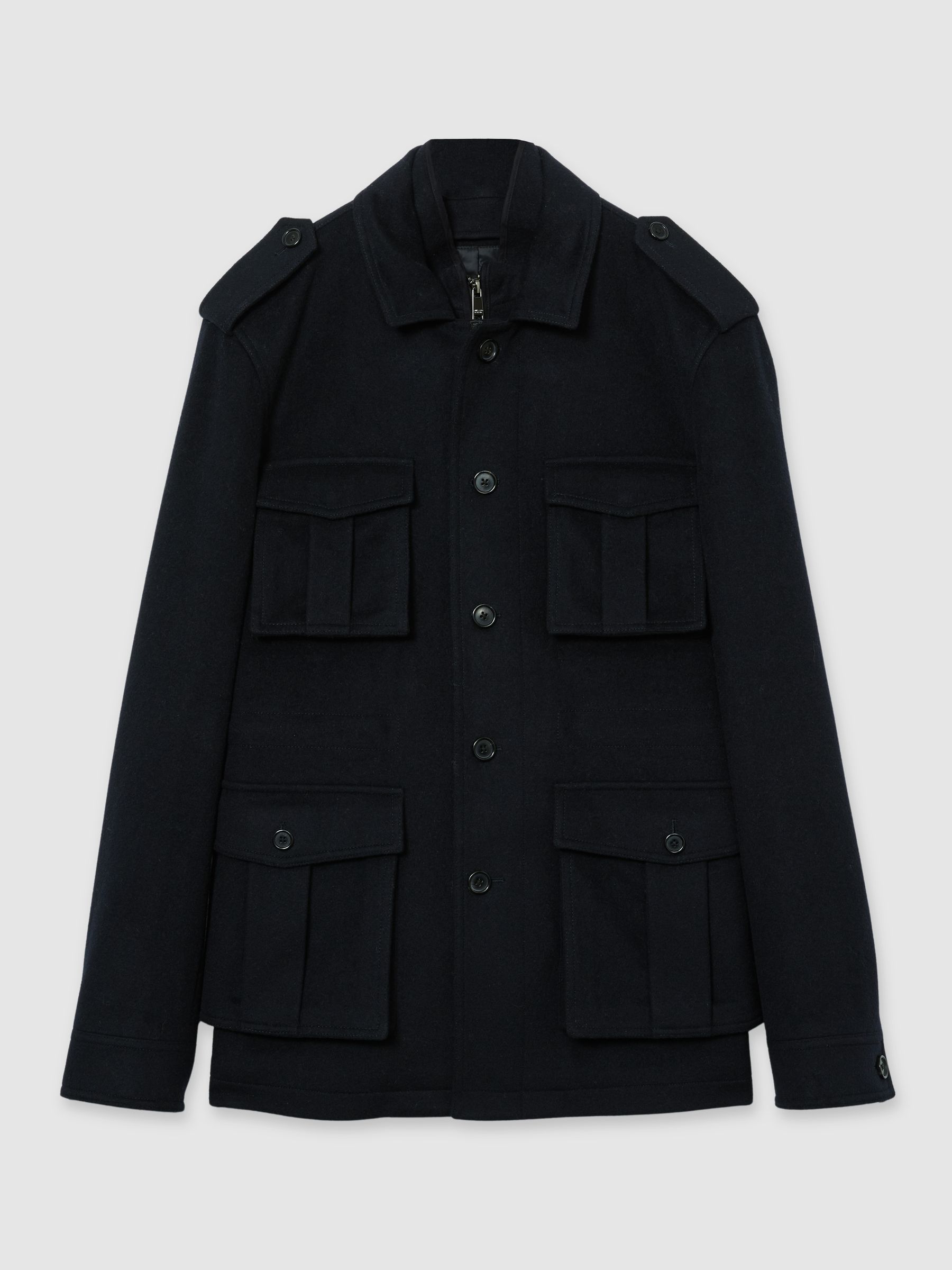 Atelier Felted-Cashmere Field Jacket in Navy