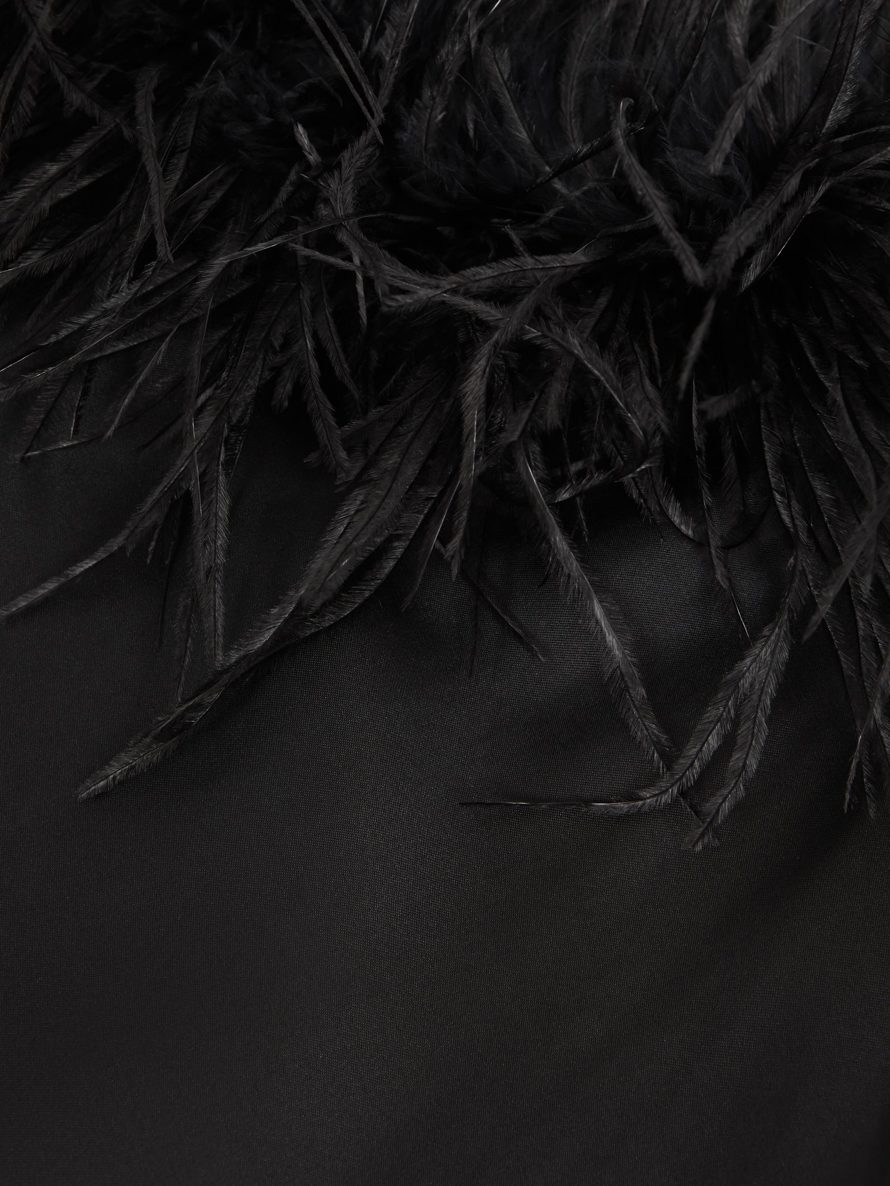 Sleeper Feather Midi Slip Dress in Black