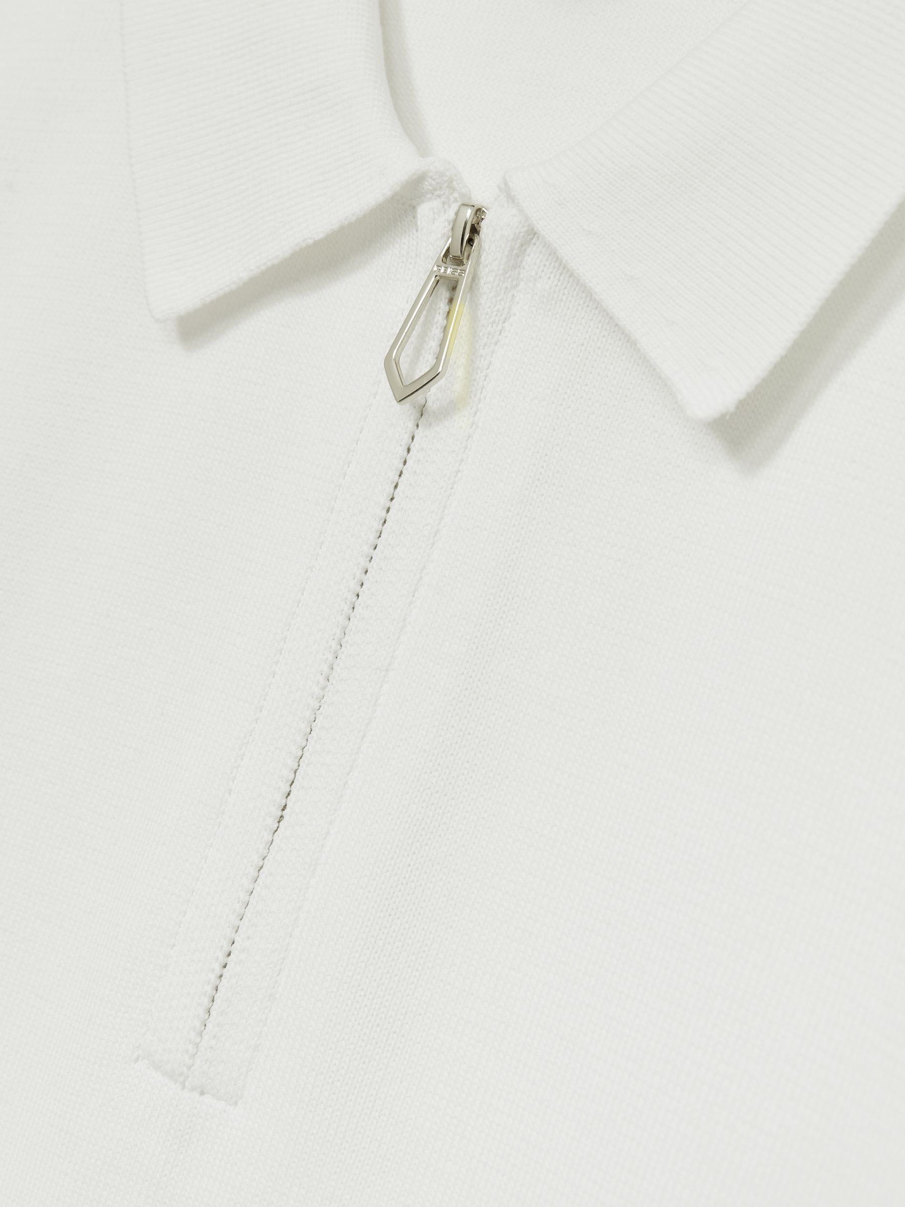 Cotton Half-Zip Knitted Polo Shirt in White