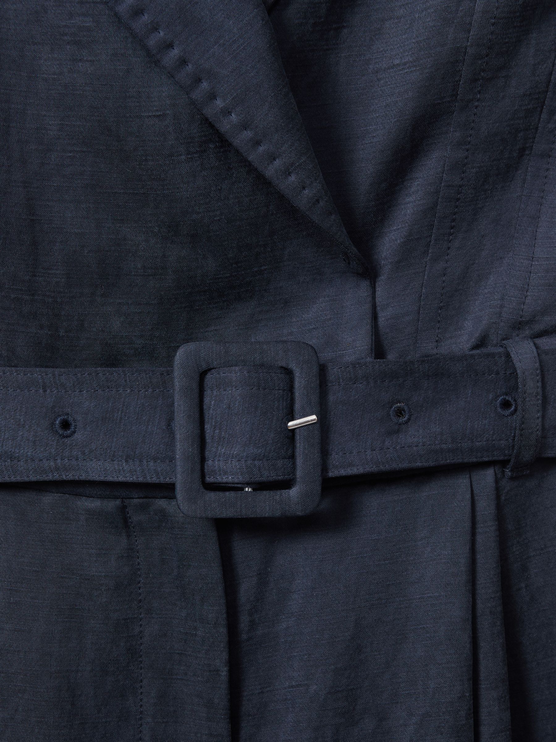 Atelier Cupro Belted Tux Jumpsuit in Navy