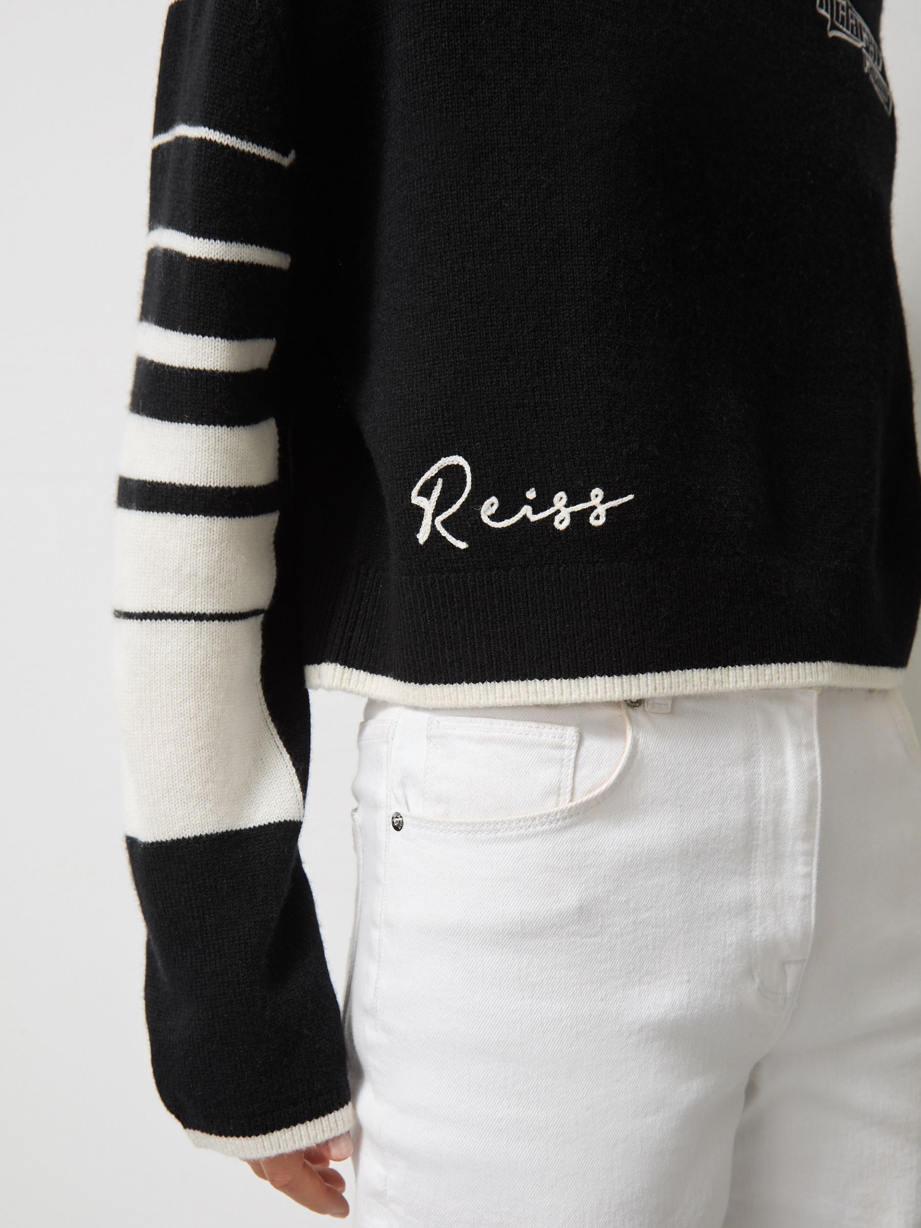 McLaren F1 Team Wool-Cashmere Cropped Jumper in Black/White