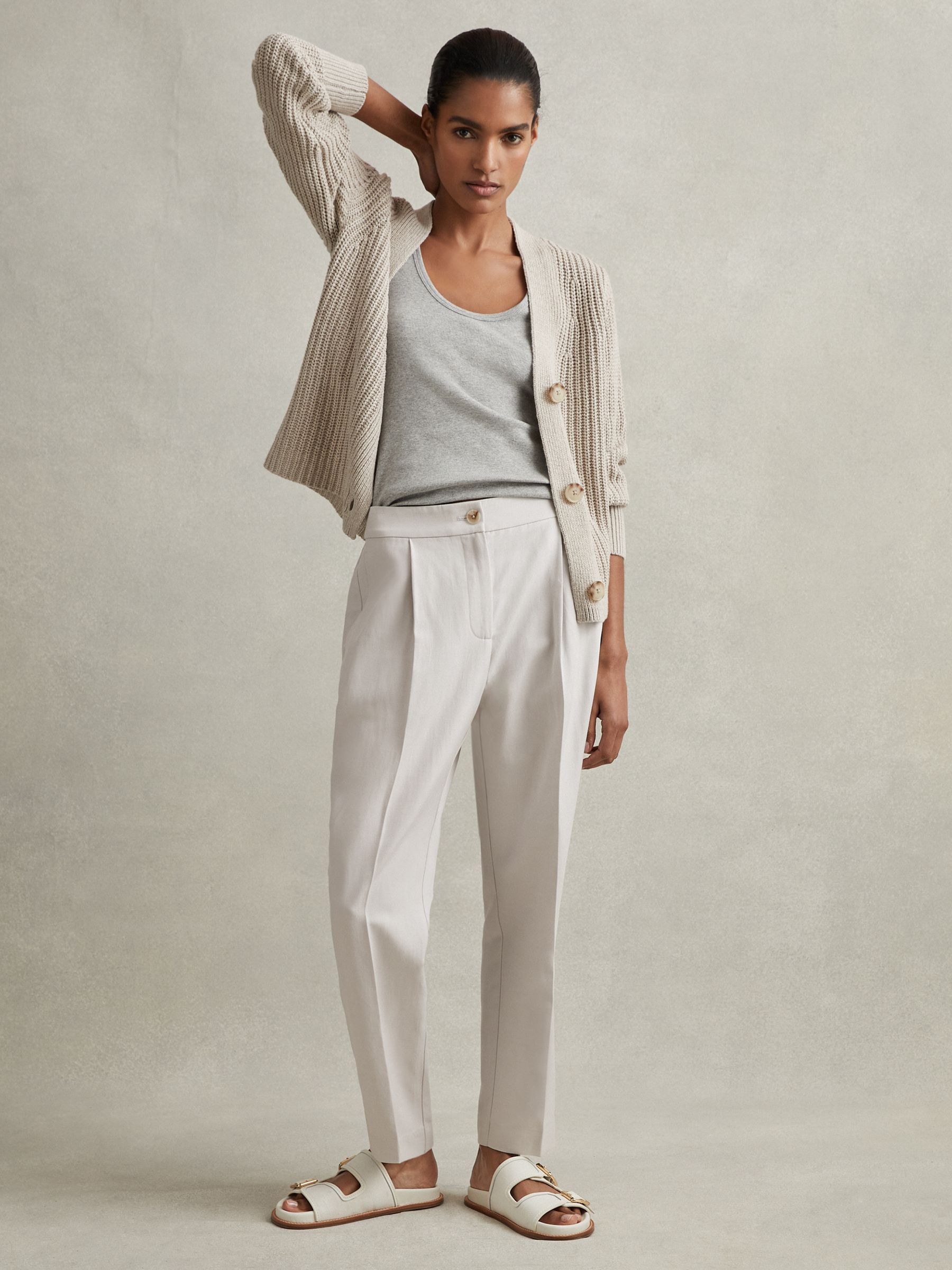 Tapered Suit Trousers with TENCEL? Fibers in Light Grey