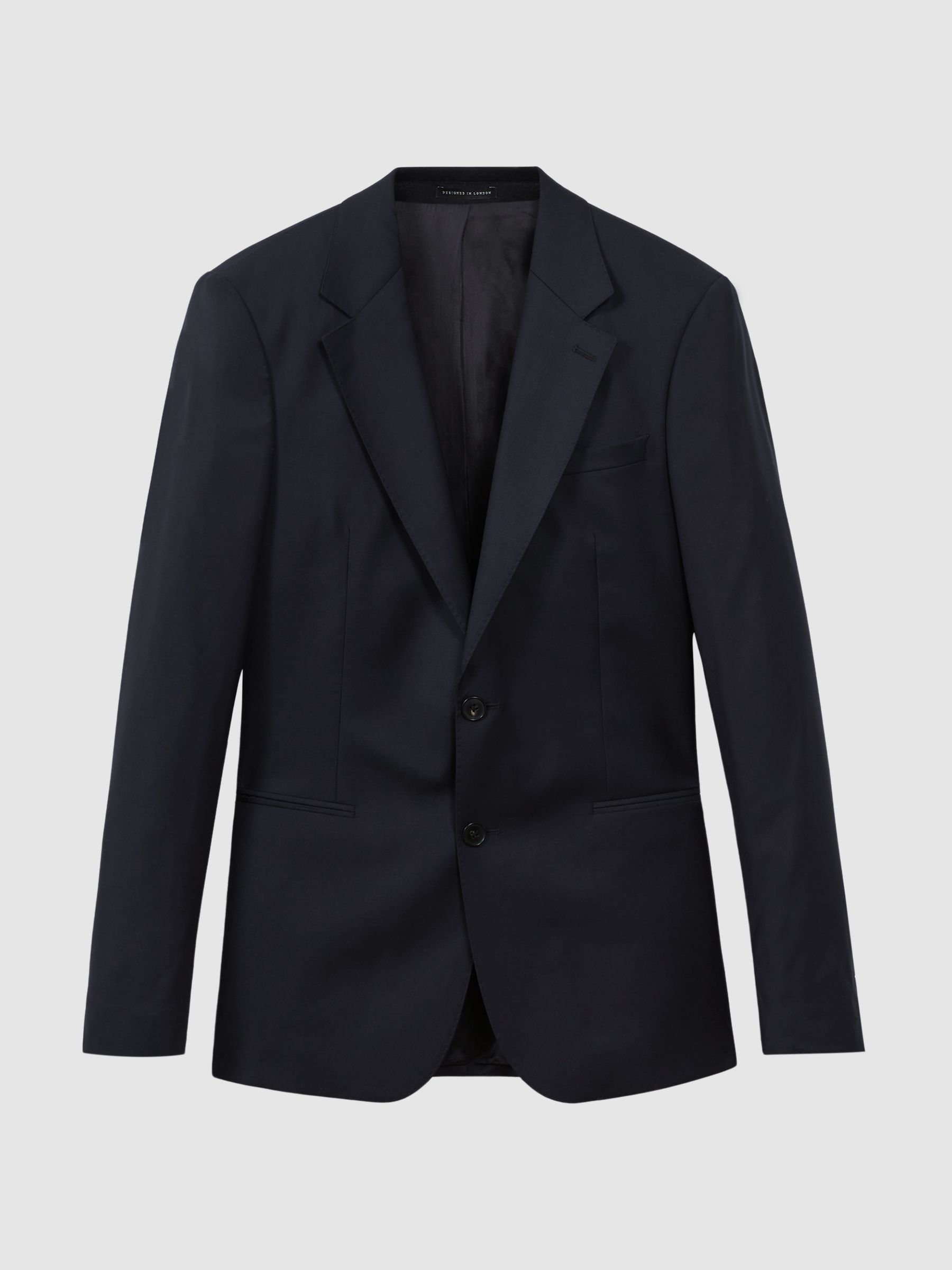 Atelier Wool Cashmere Slim Fit Single Breasted Blazer in Midnight Navy