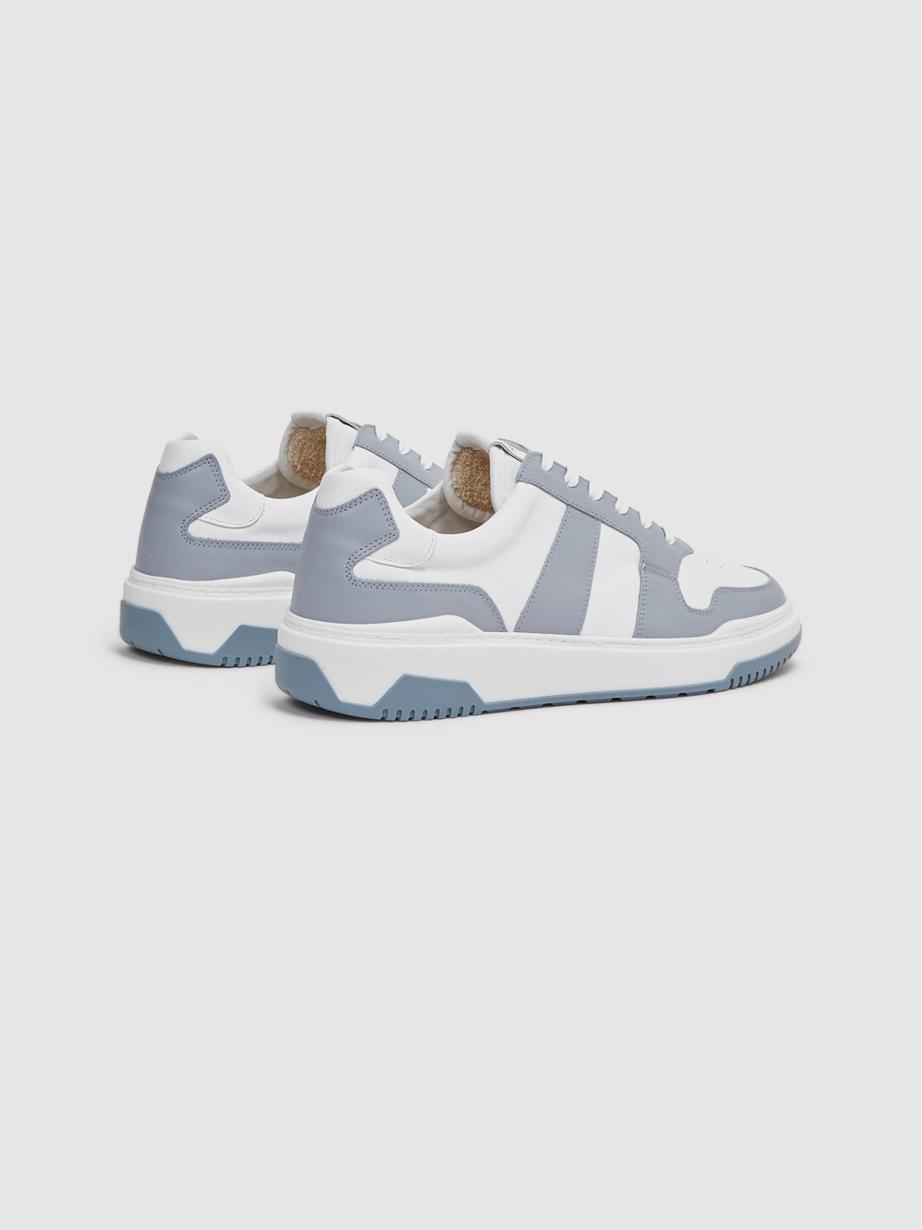 Low Top Leather Trainers in Airforce Blue