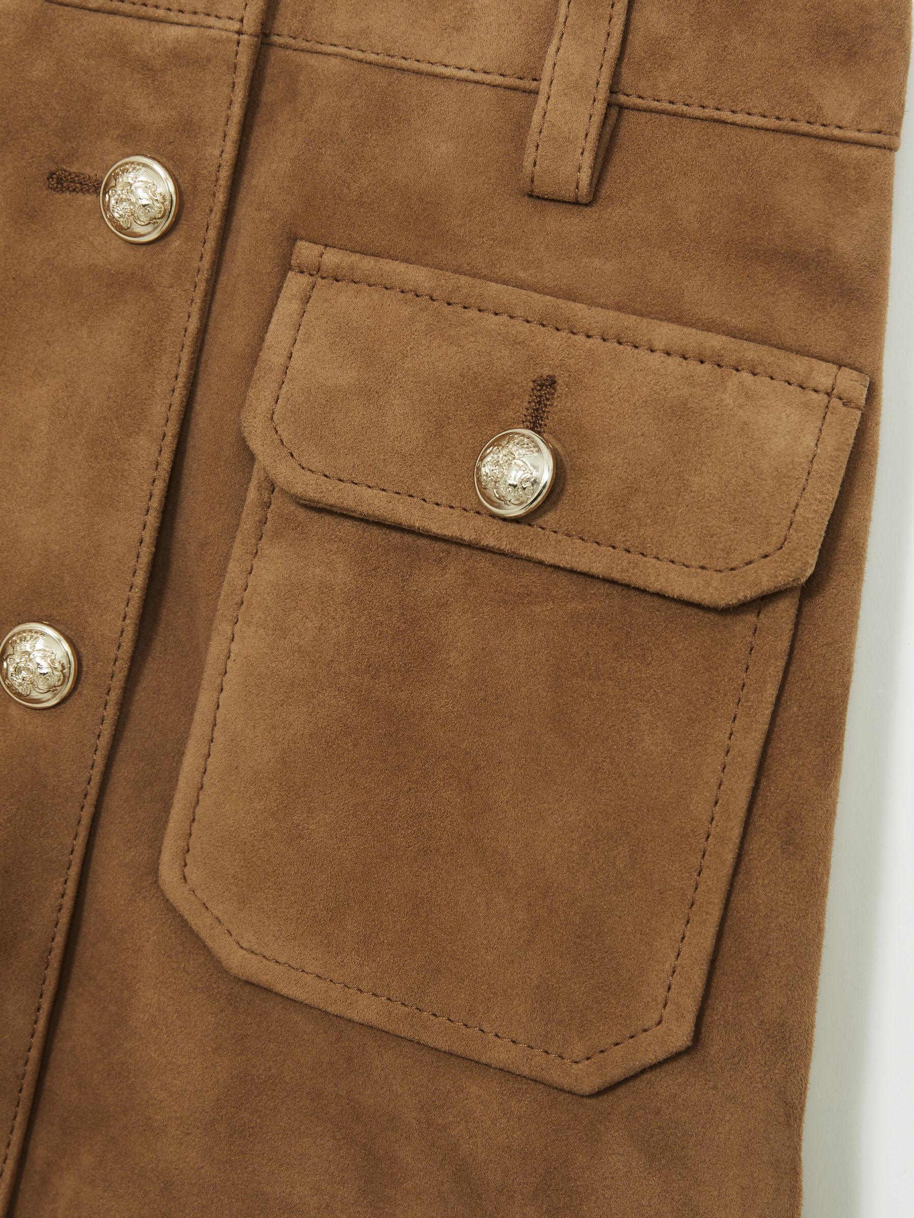 13-14 yrs Suede Flap Pocket Skirt in Tan