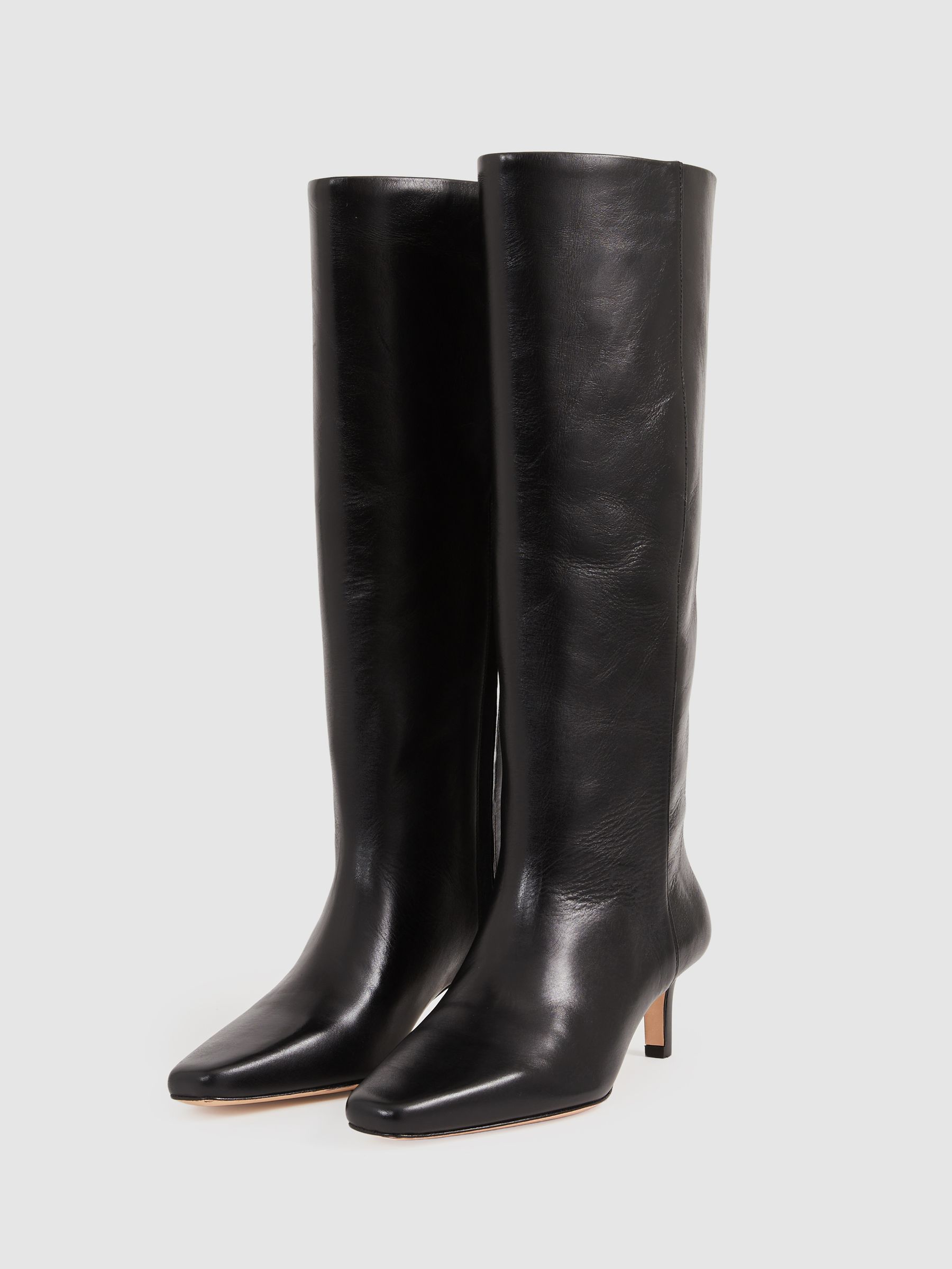 Paige Leather Knee-High Boots in Black