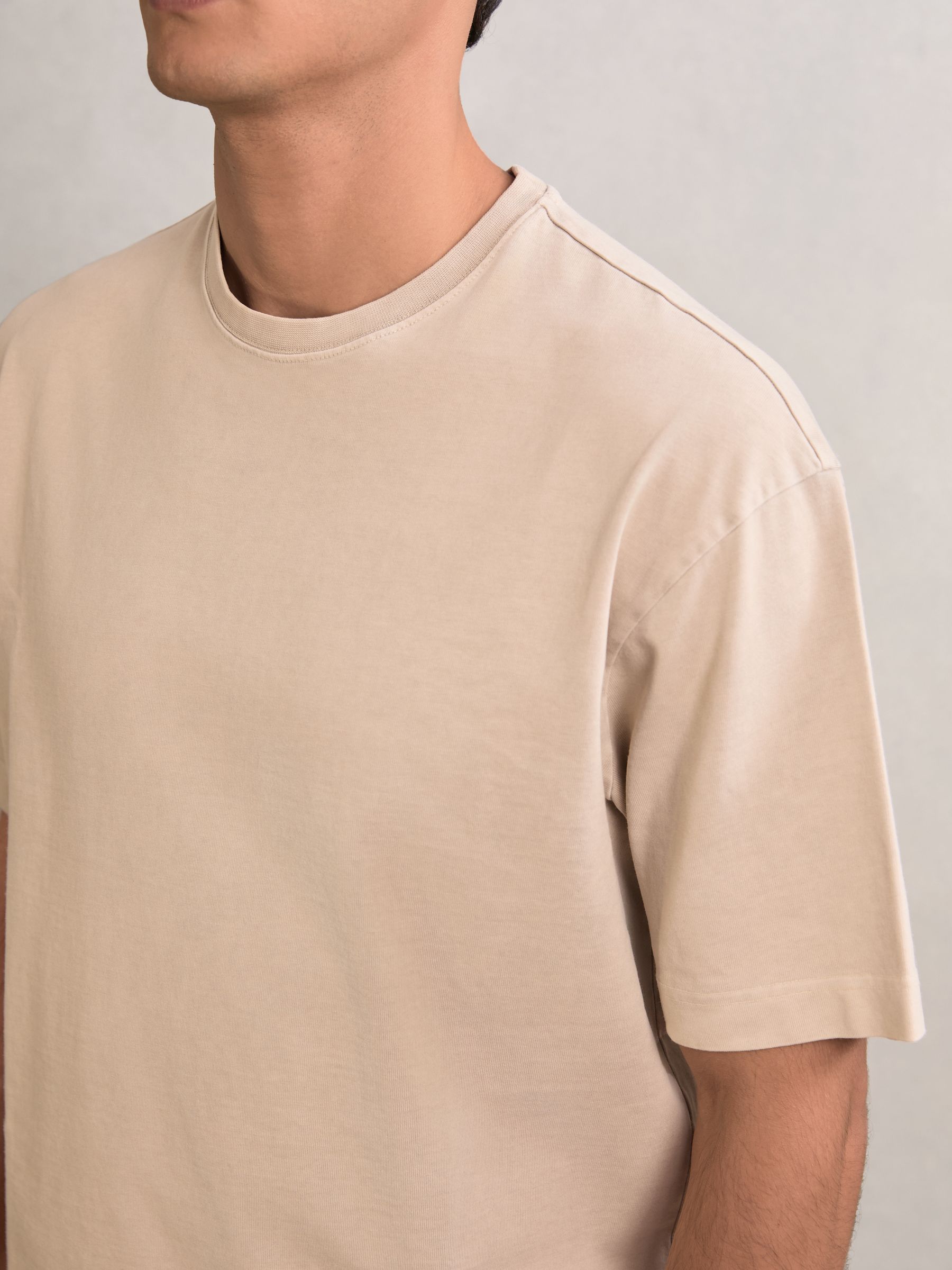 Cotton Garment-Dyed Oversize T-Shirt in Oatmeal
