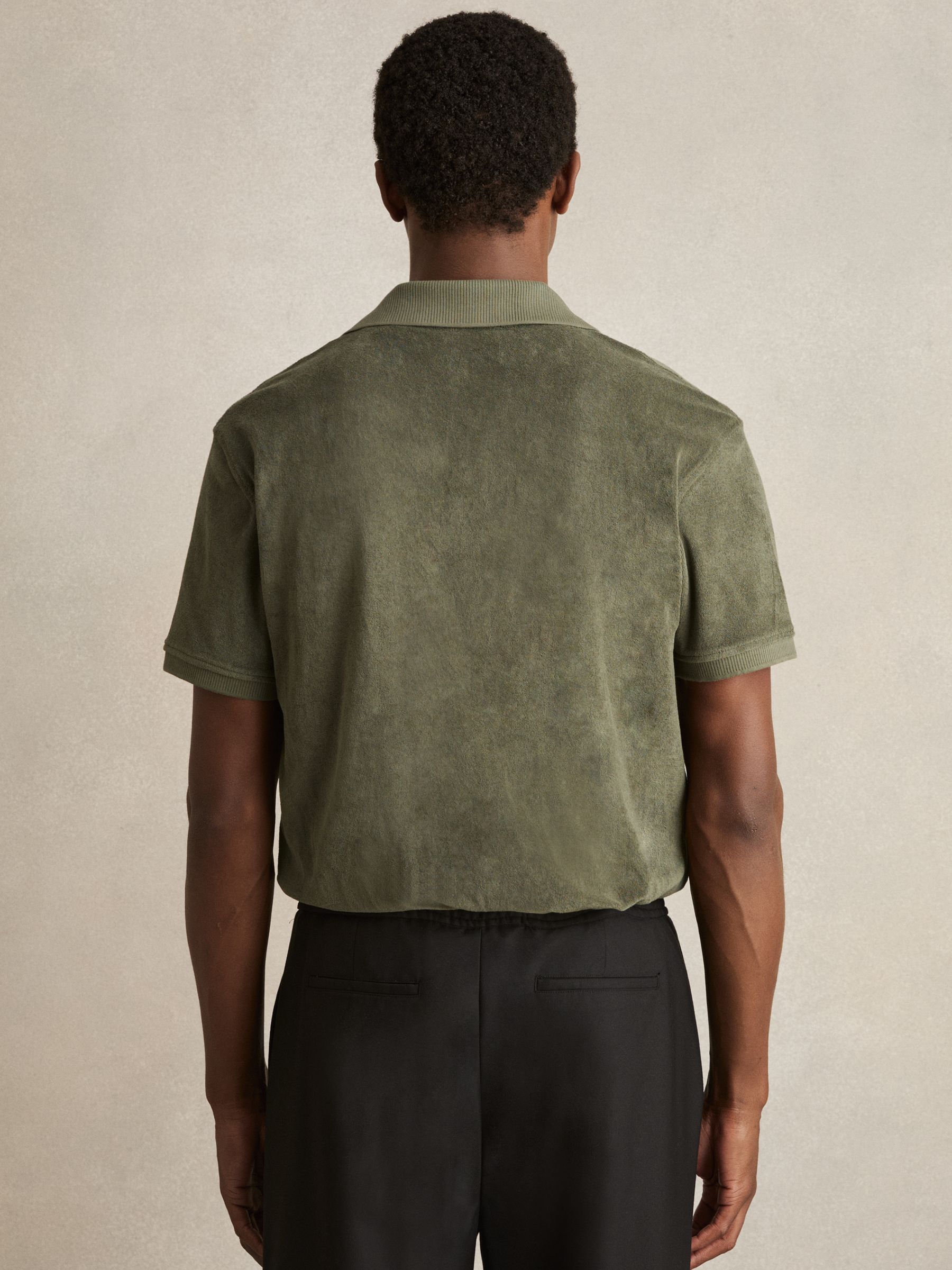 Cotton Blend Towelling Shirt in Green
