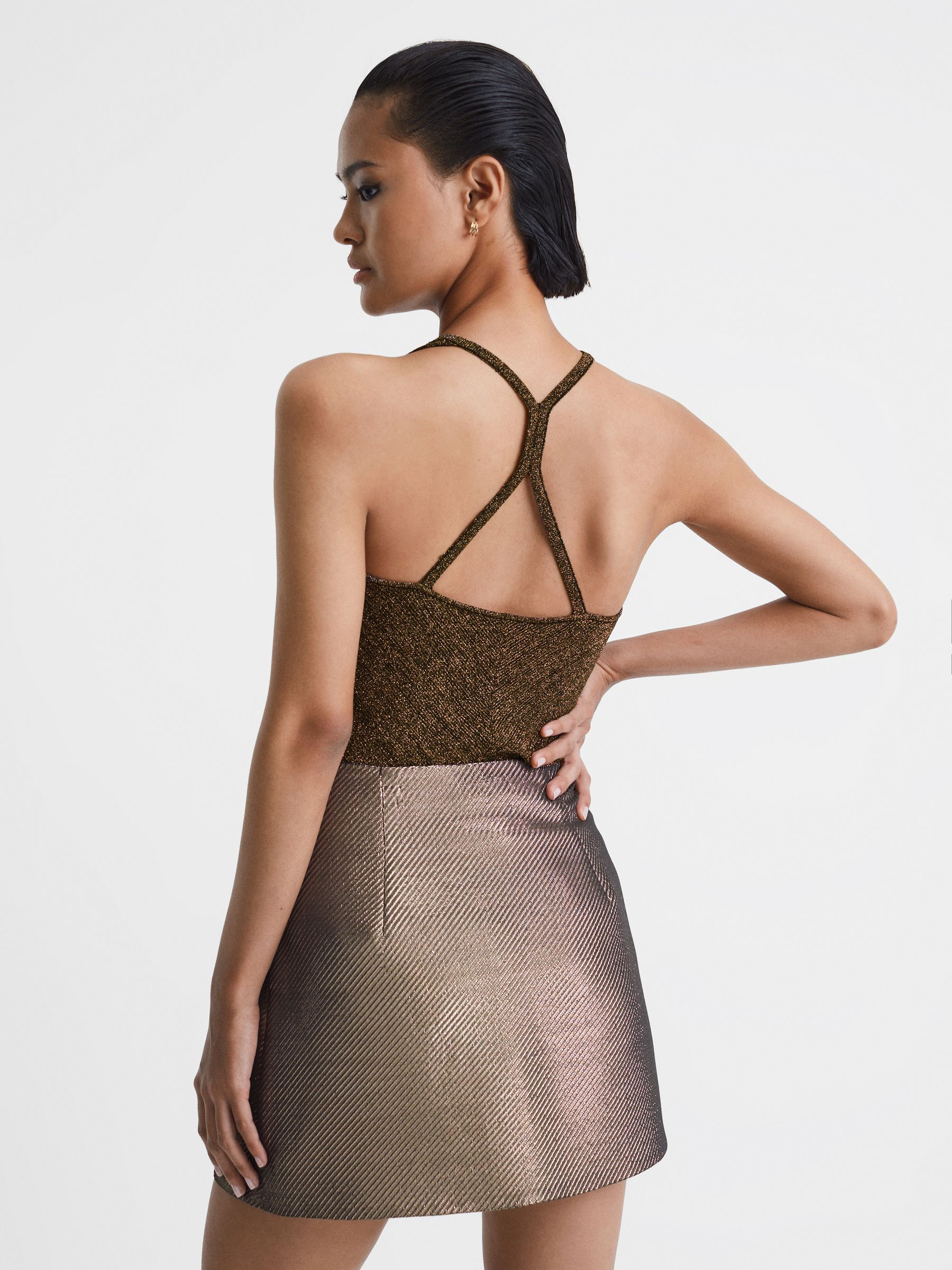 Metallic Racerback Vest in Bronze
