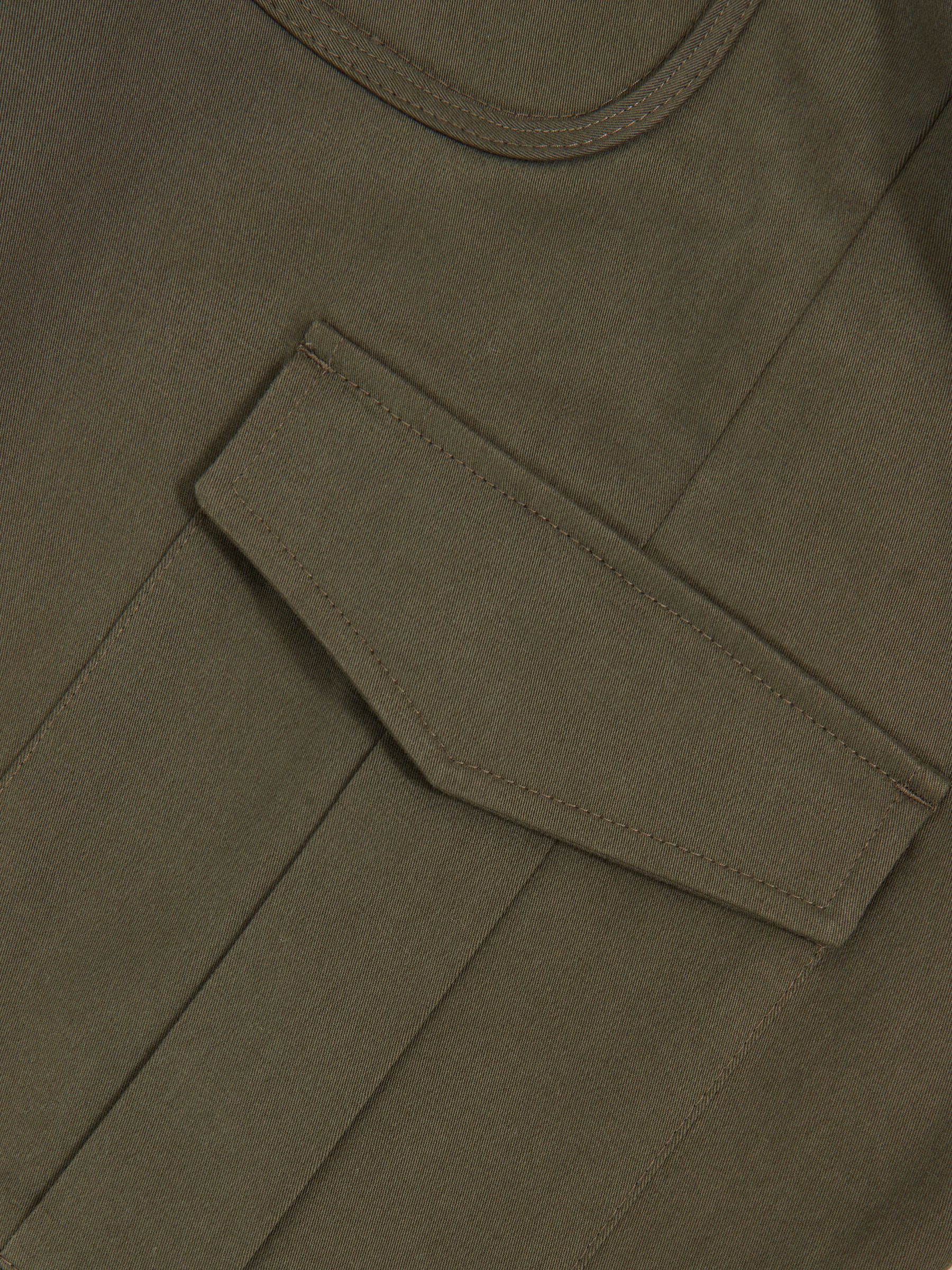 Cotton Tapered Cargo Trousers With Stretch in Olive Green