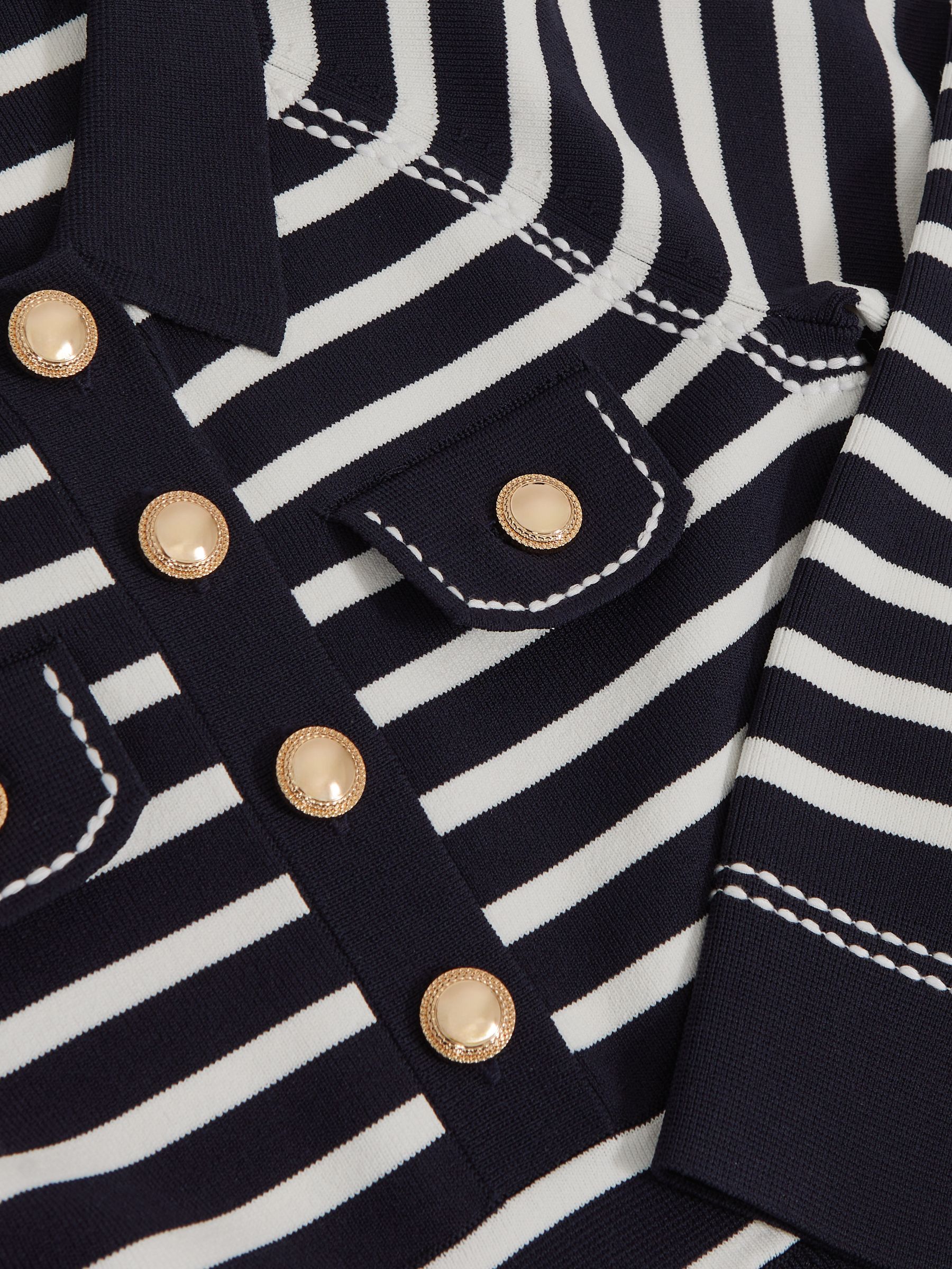 3-9 yrs Button-Detail Stripe Knitted Dress in Navy/White
