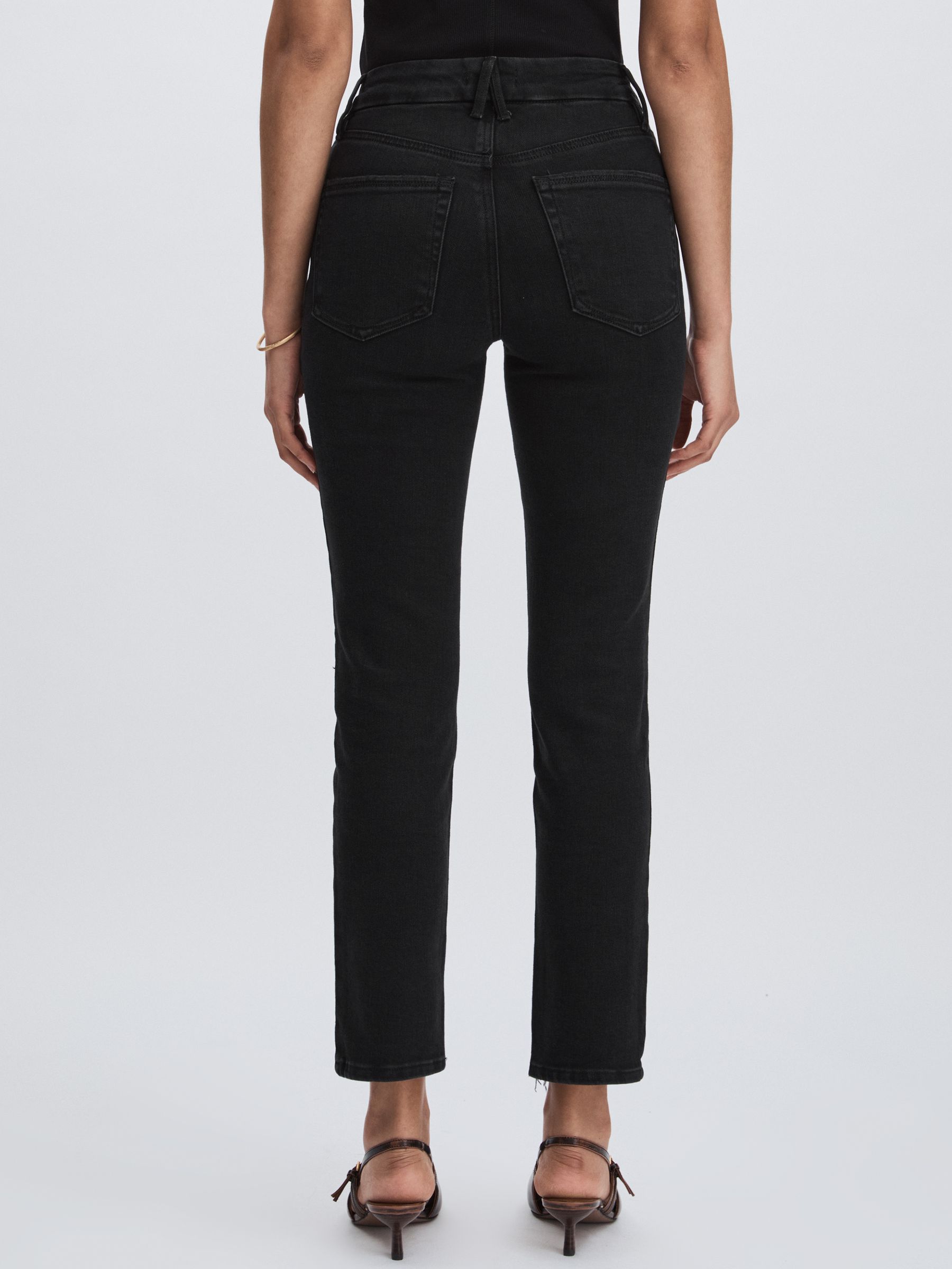 Good American Distressed-Hem Cropped Jeans in Black