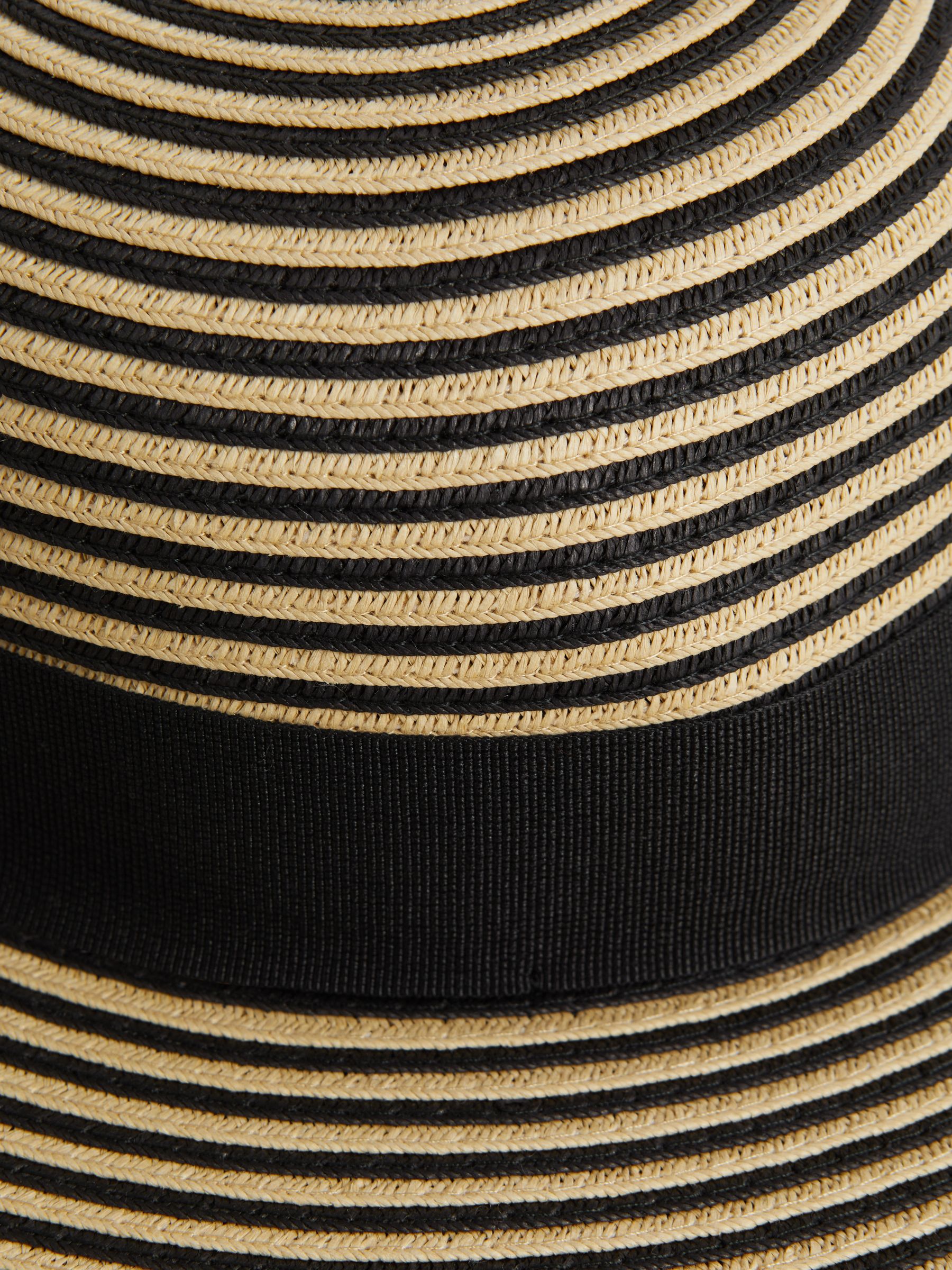 Paper Straw Wide Brim Hat in Black/Neutral