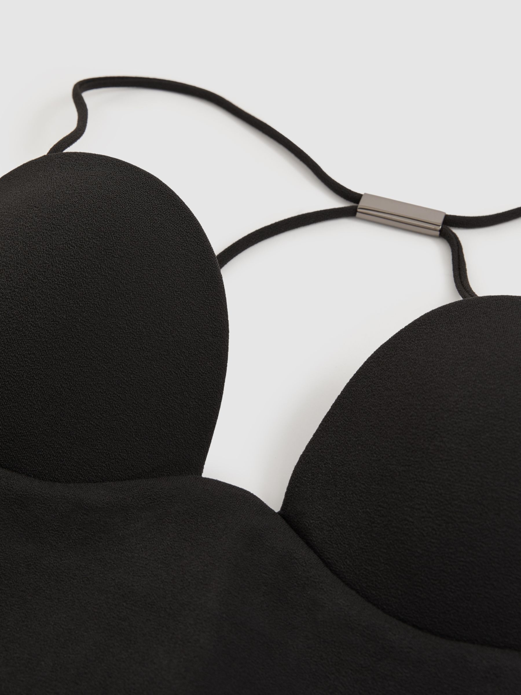 Crepe Padded One-Piece Swimsuit in Black