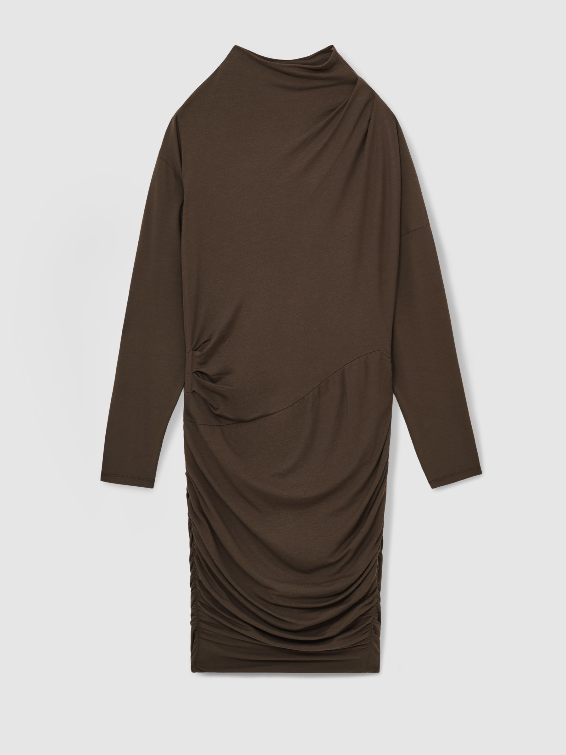 Ruched Jersey Mini Dress in Mink