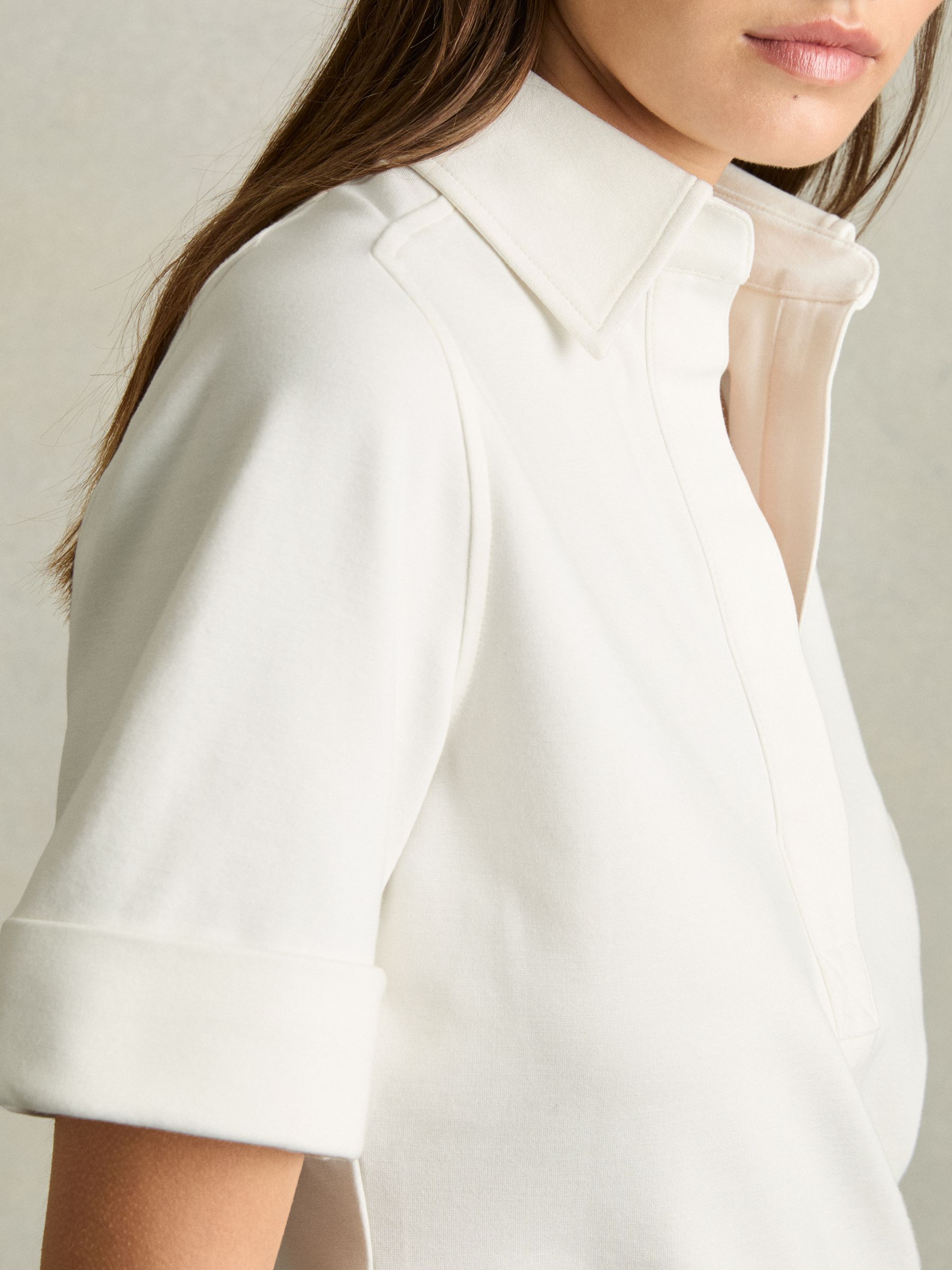 Open-Collar Polo Shirt in Cream