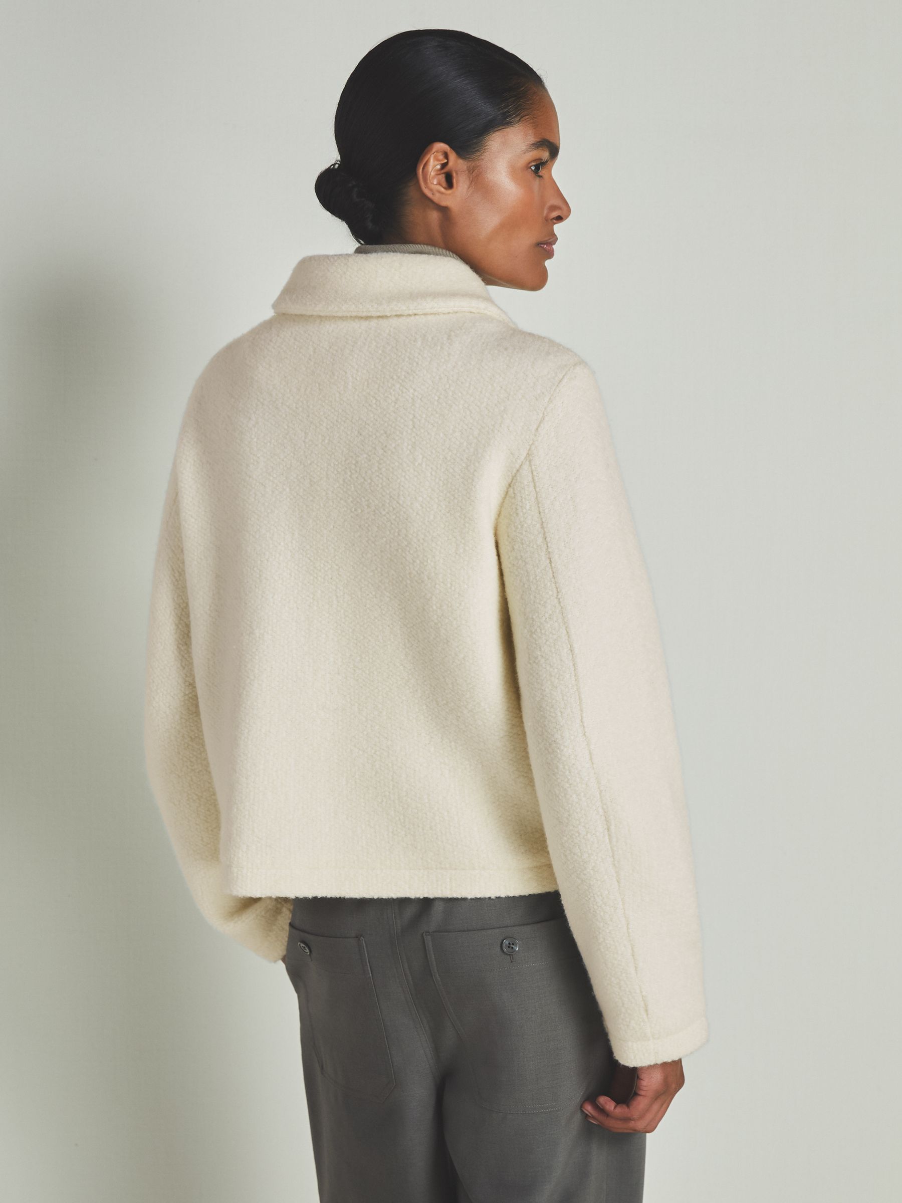 Reiss | Les 100 Ciels Textured Wool Jacket in Cream