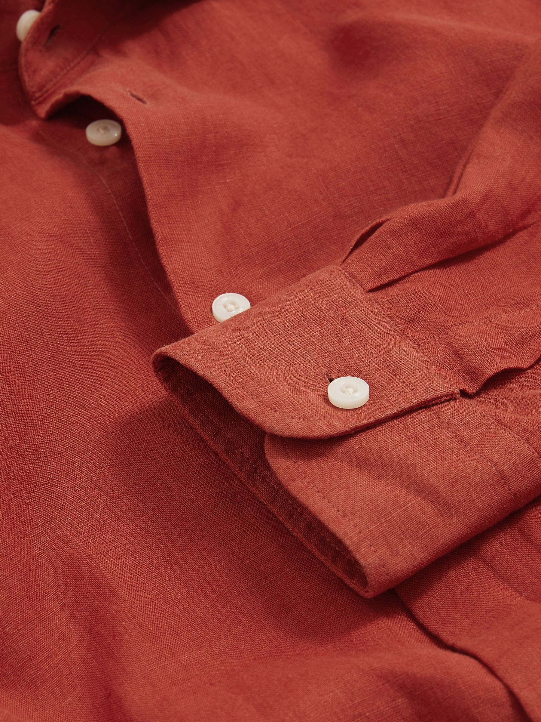 Linen Button-Through Shirt in Paprika Red