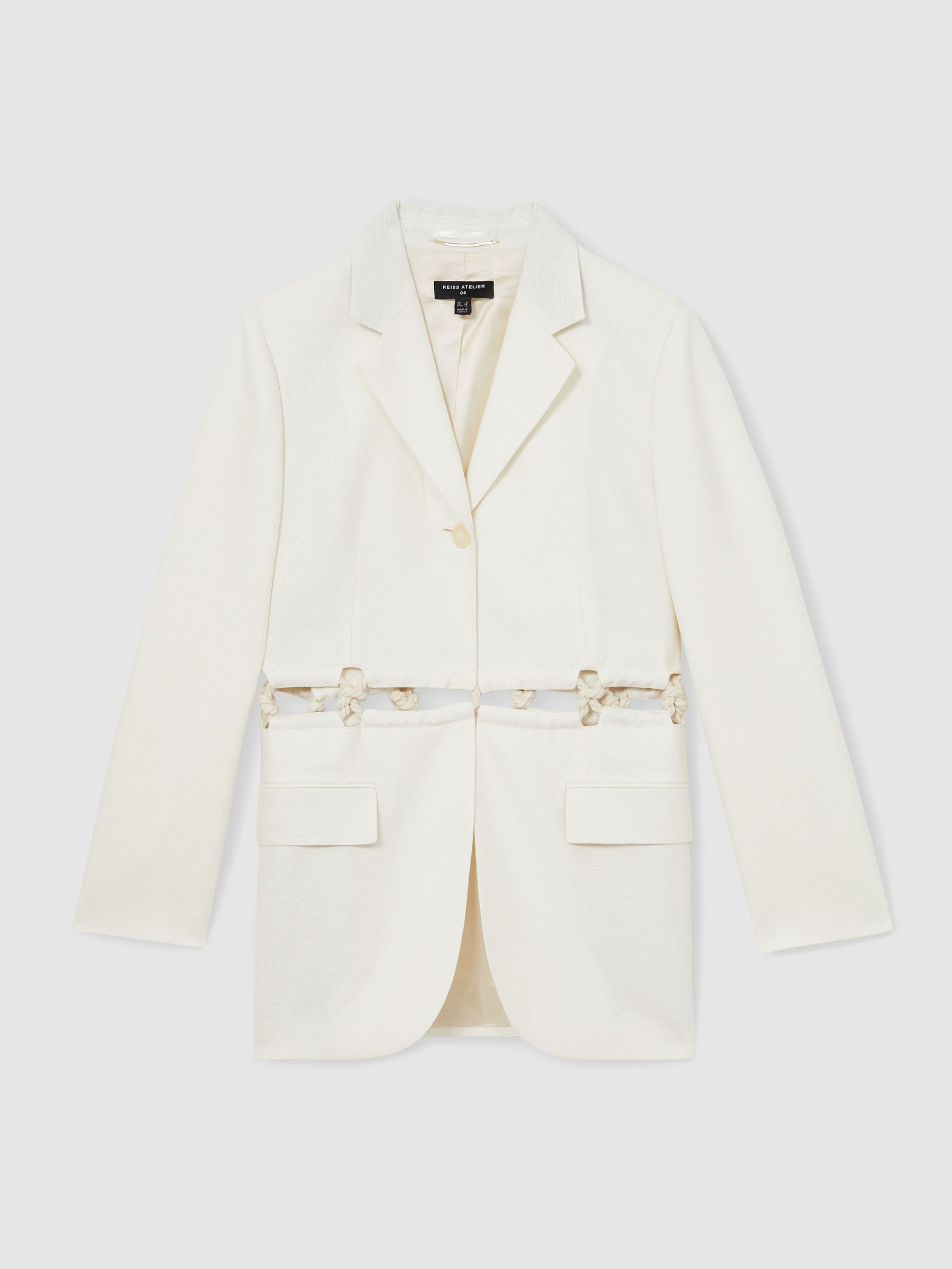 Atelier Rope-Detail Single-Breasted Blazer in White