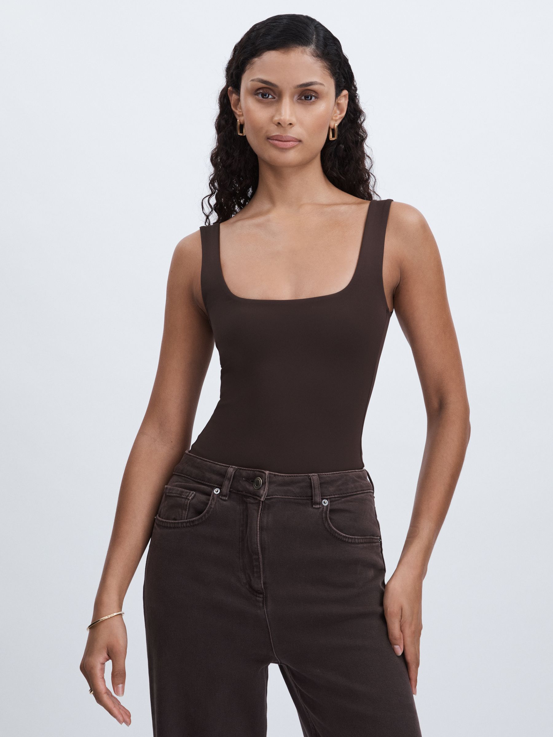 Good American Scuba Tank Bodysuit in Black/Brown