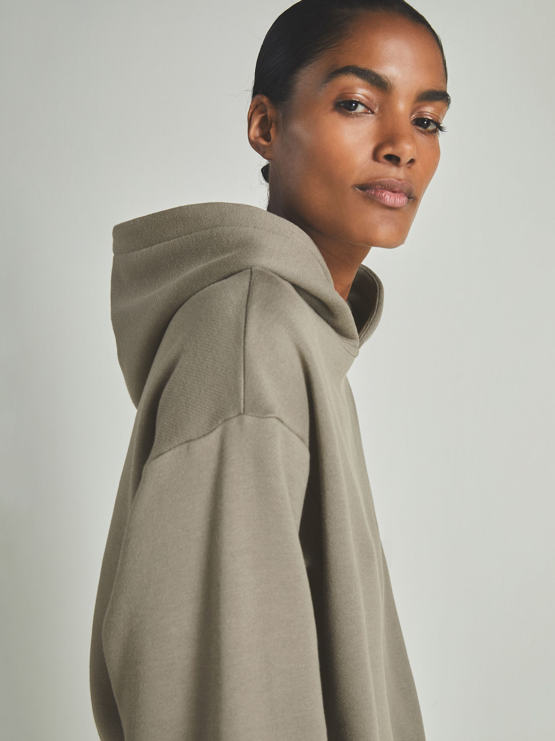 Reiss | Les 100 Ciels Modal-Blend Jersey Hoodie in Khaki