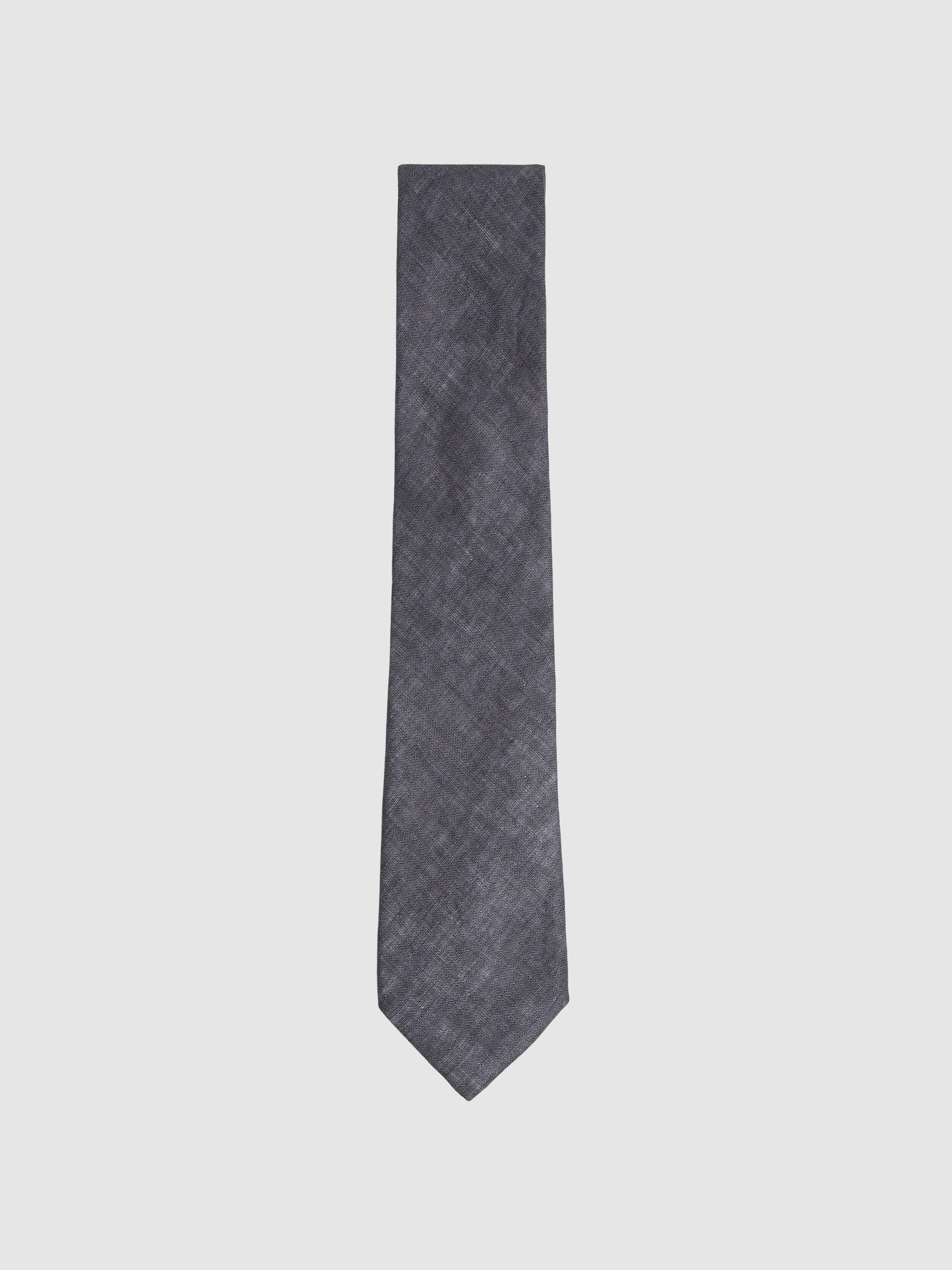 Linen Textured Tie in Navy