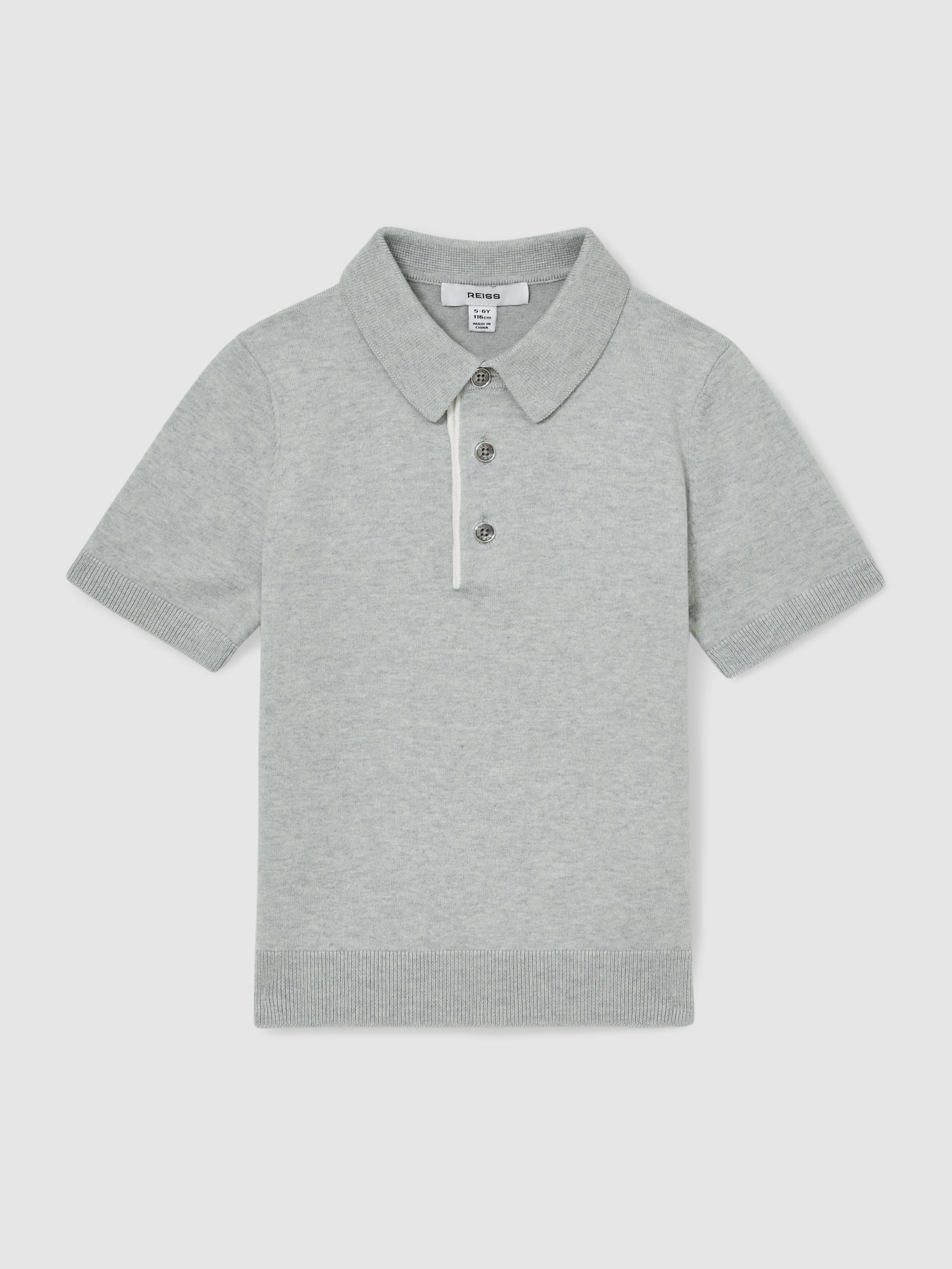 3-9 yrs Contrast Placket Polo Shirt With Cotton in Washed Sage