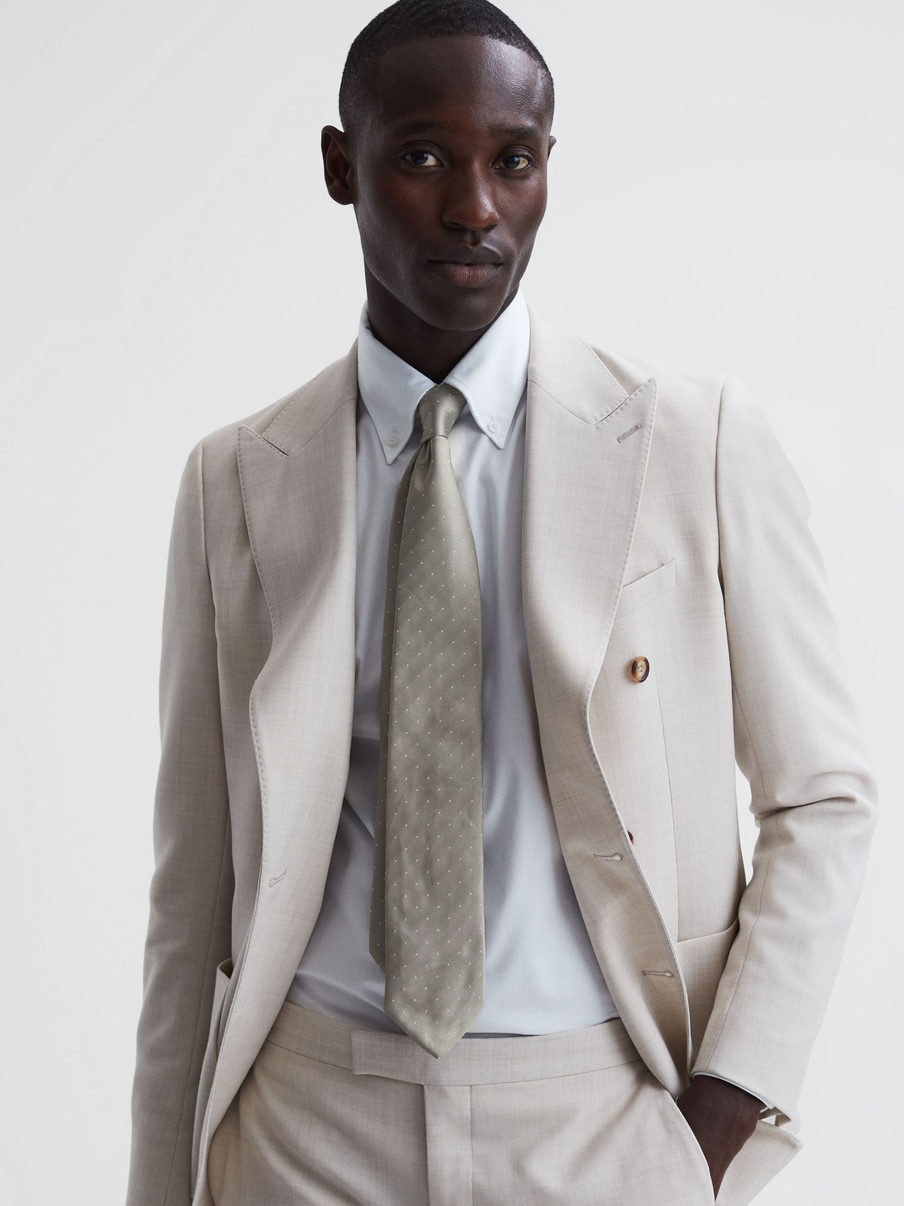 Polka Dot Silk Tie in Champagne