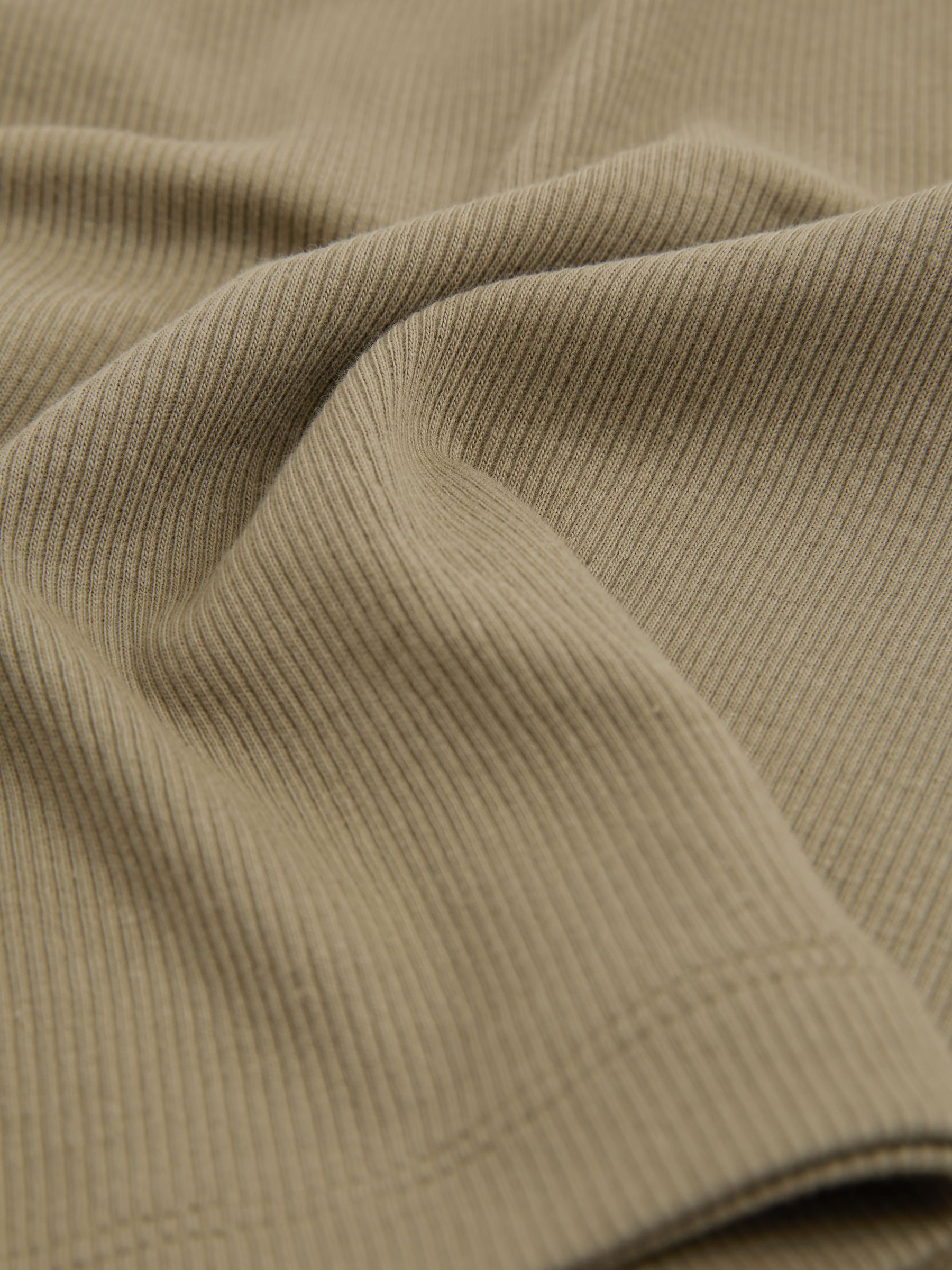 4-9 yrs Cotton-Jersey Ribbed Short-Sleeve T-Shirt in Khaki