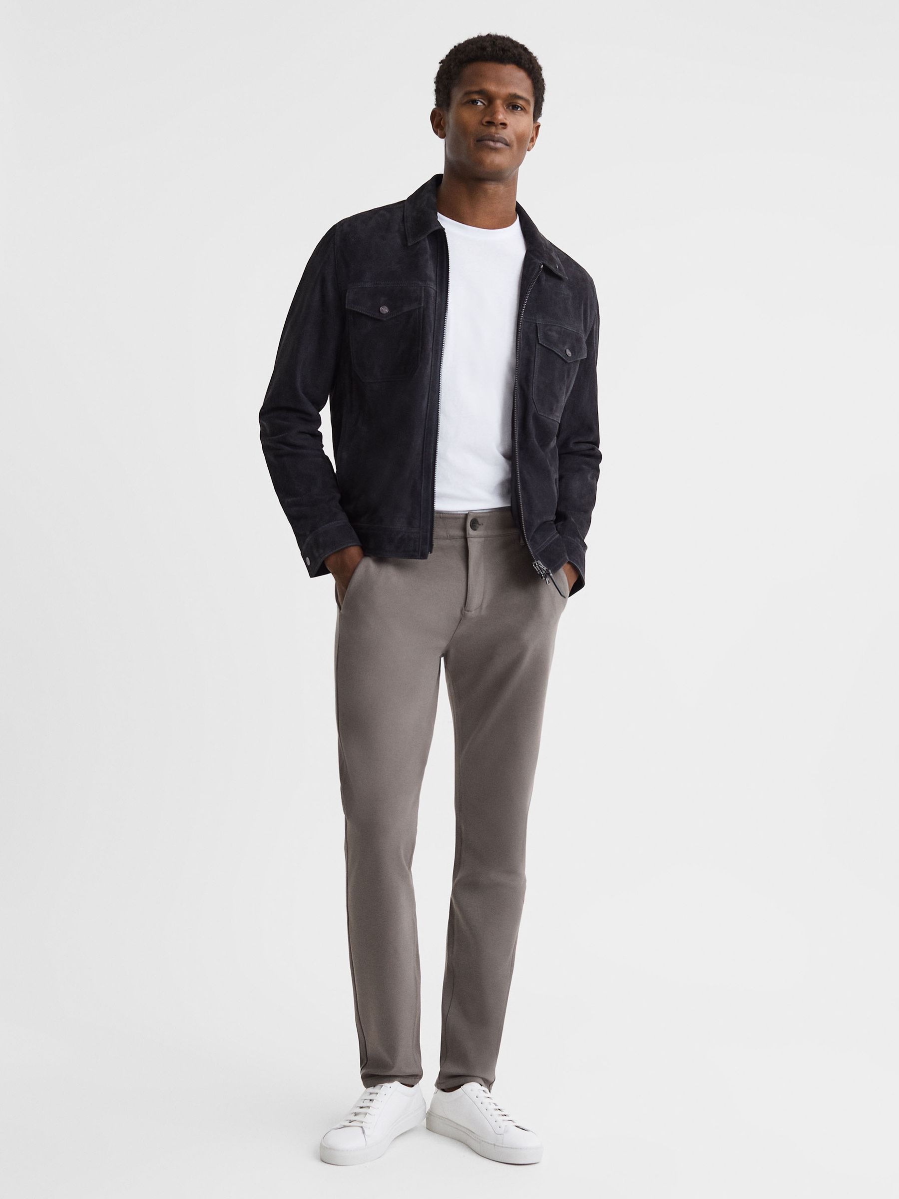 Paige Mid Rise Trousers in Dark Taupe