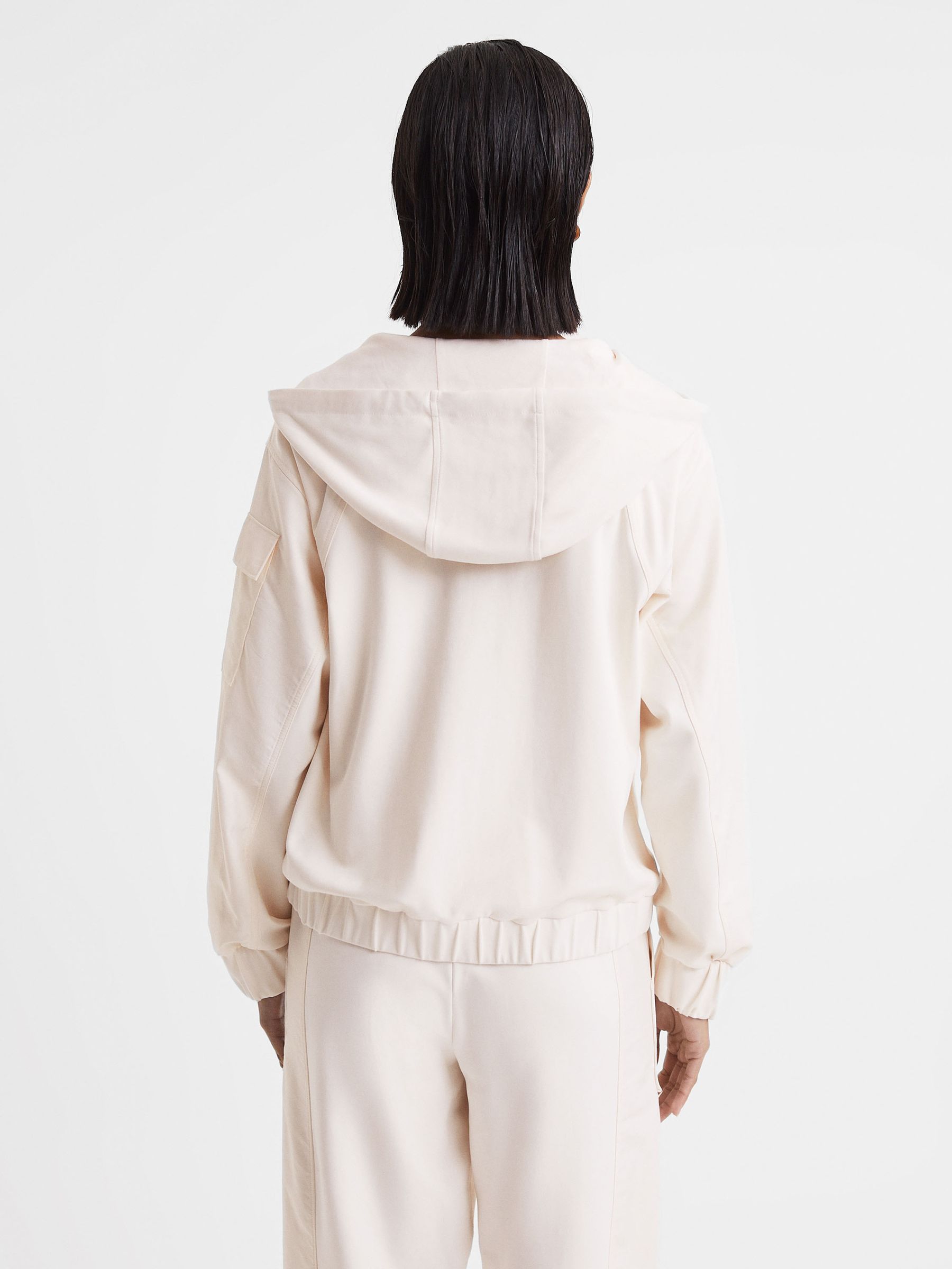 Cotton Blend Tracksuit Top in Cream