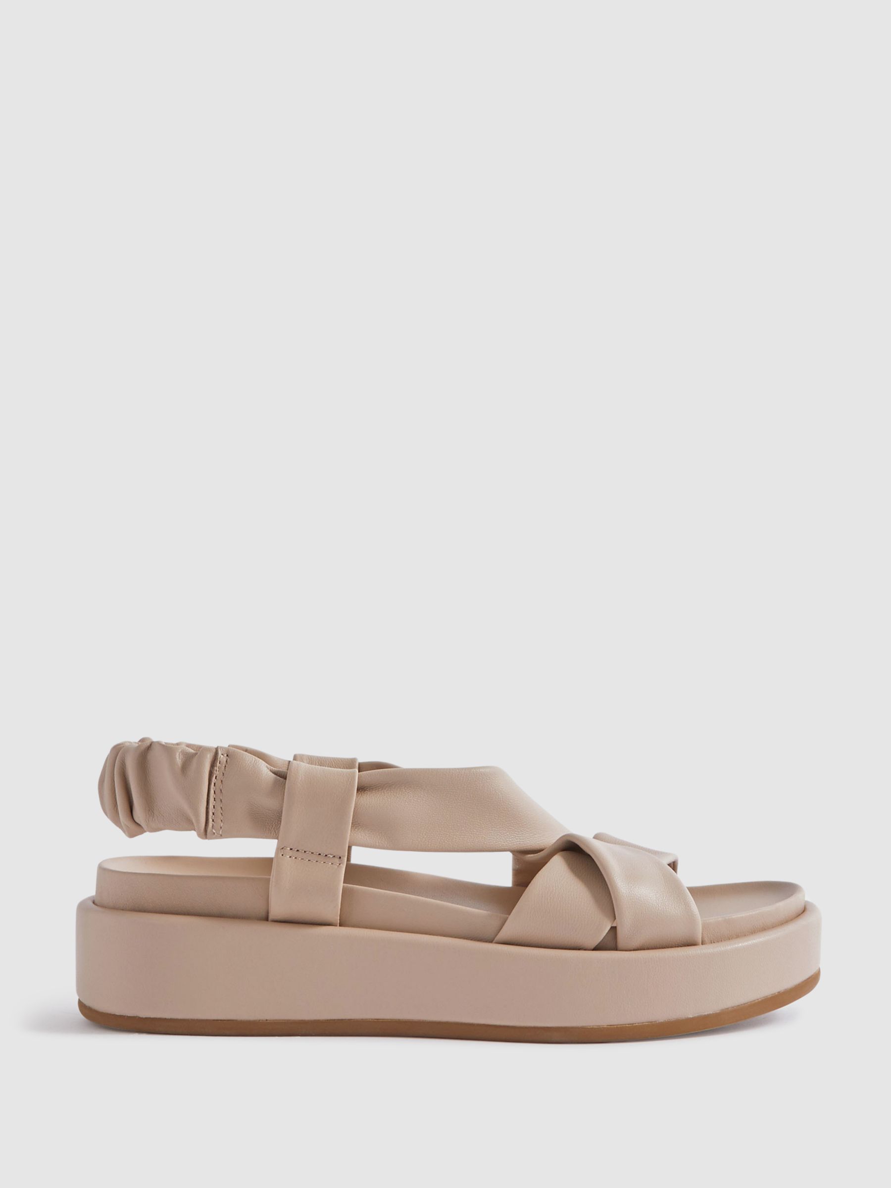 Chunky Platform Leather Sandals in Nude