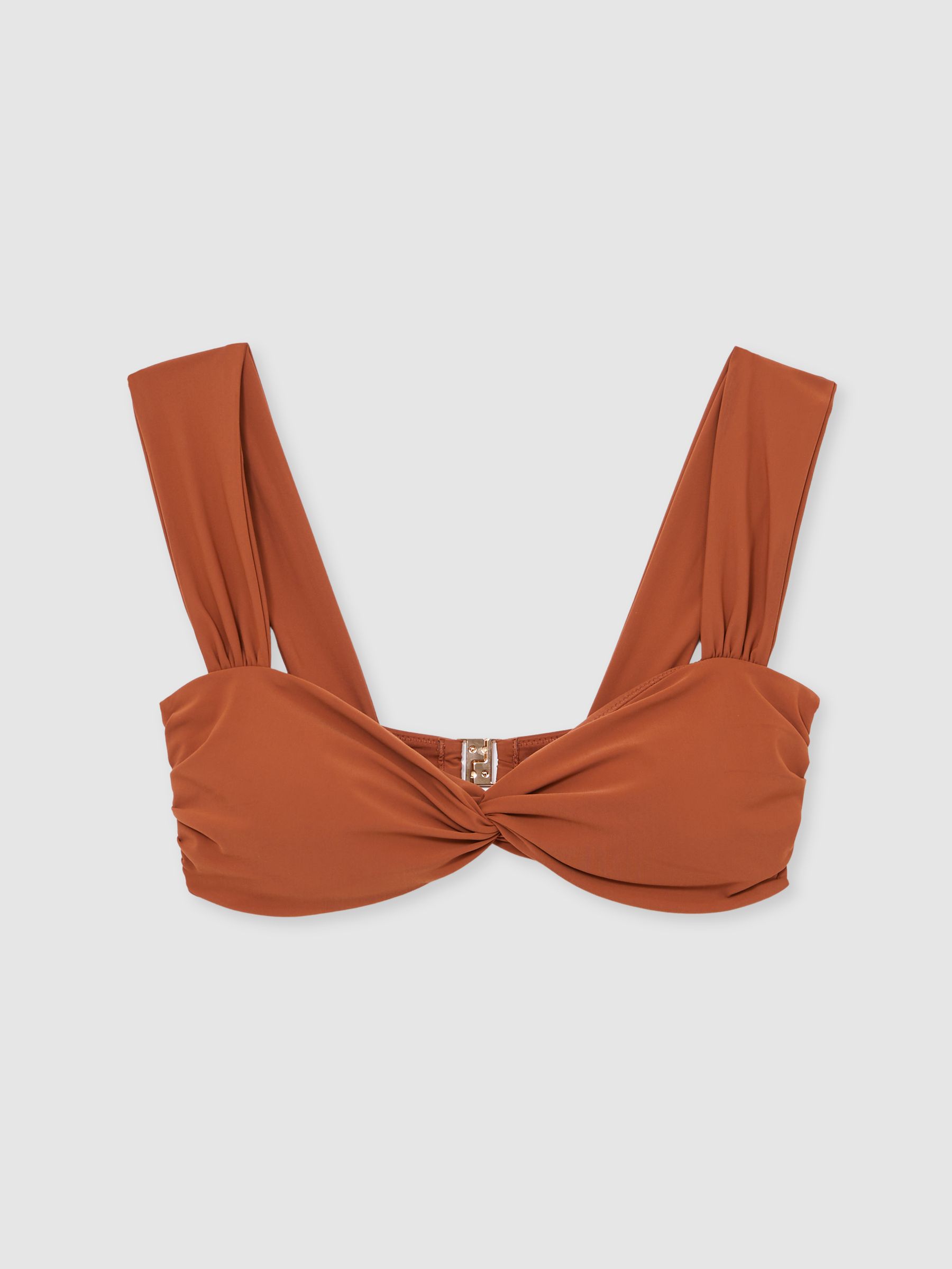 Twist Front Bikini Top in Brown