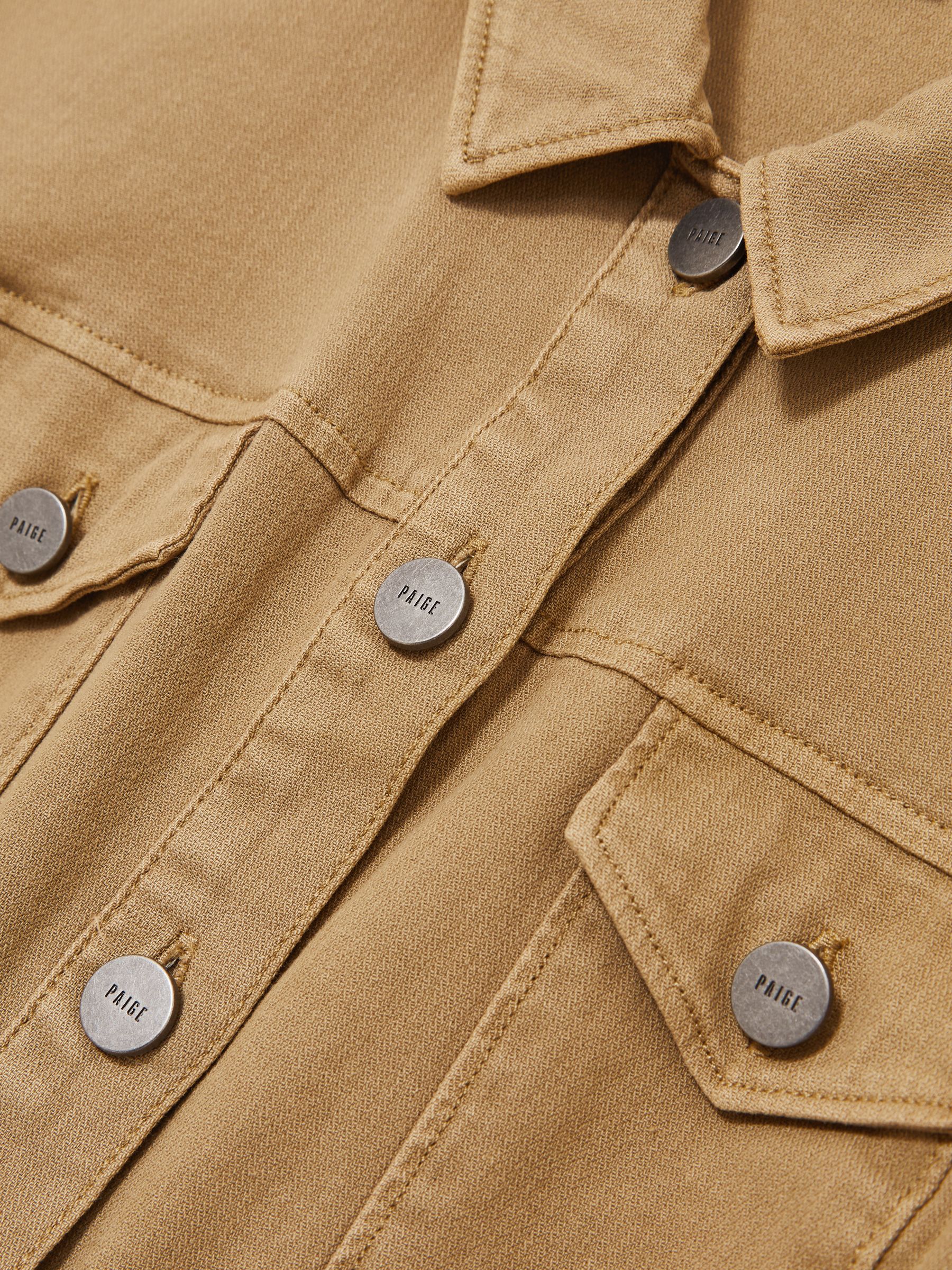 Paige Fern Beige Denim Button Through Mini Dress in Fern Beige